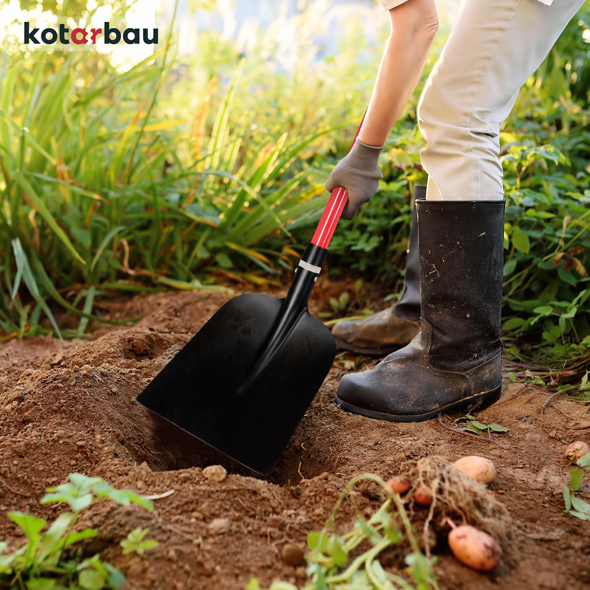 KOTARBAU® Profi-Sandschaufel mit Fiberglass Stiel aus Glasfaser zum Transport von Erde