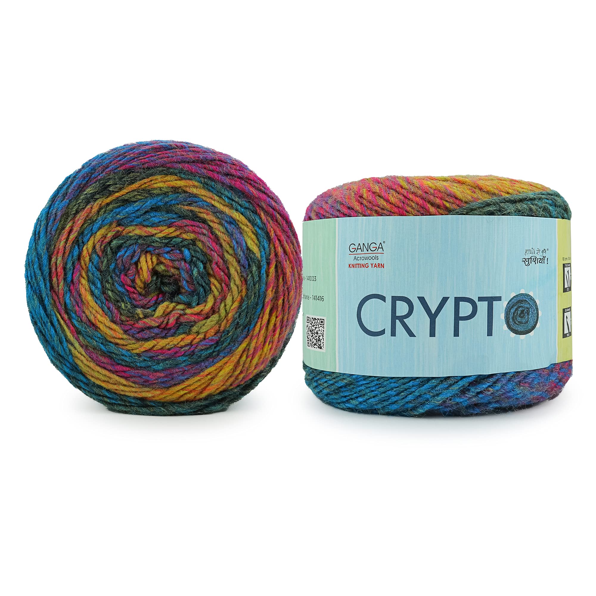 Ganga Acrowools Crypto -100% Acrylic Yarn, Hand Knitting And Crochet Yarn, Pack Of 2 Balls - 100Gm Each. Shade No - Ptt1920, Multicolour (B095WBN1ML) Amazon Price History, Amazon Price Tracker