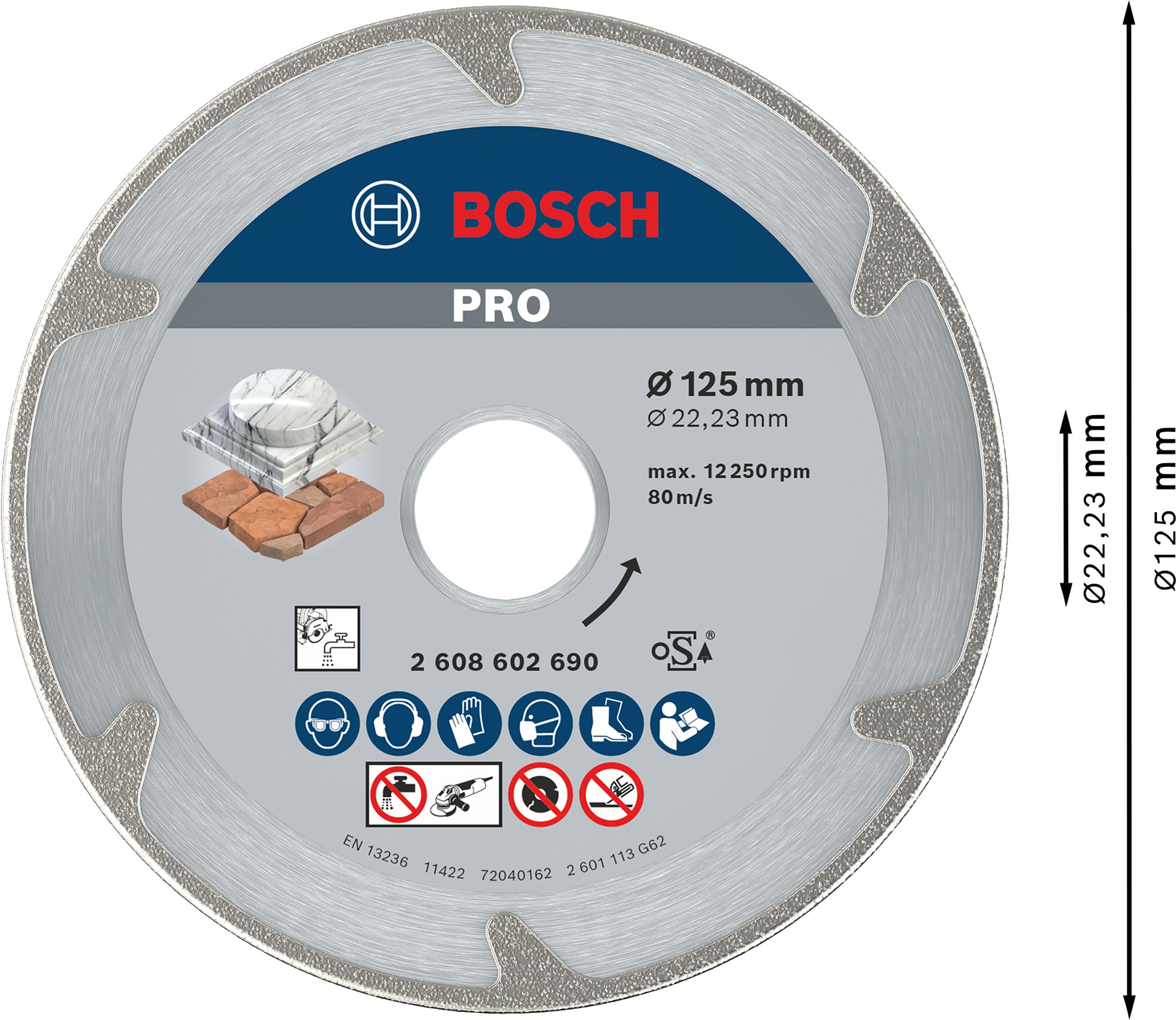 Bosch 2 608 602 690 - Disco de corte de diamante Best for Marble - 125 x 22,23 x 2,2 x 3 mm (pack de 1)