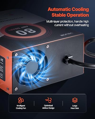 Miniatura 4 de VEVOR Convertidor de energía para RV, 80 amperios, 110V AC a 12V DC Cargador de batería para RV, Carga inteligente de múltiples etapas, Rango de