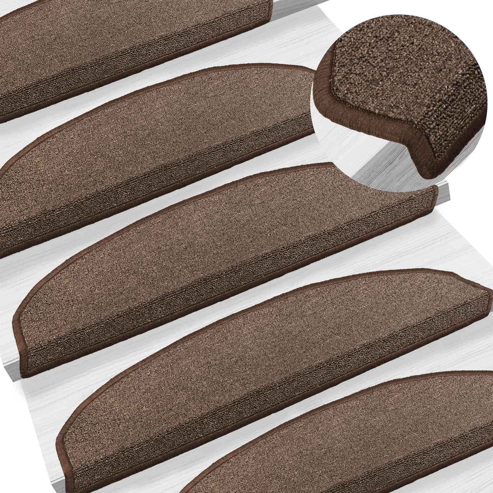 Tapis d'escalier auto-adhésifs 15 pièces café marron