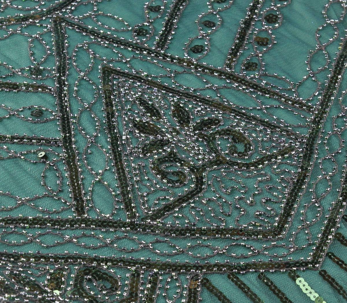 Dancing Stone 1920s Sequin Mermaid Formal Long Flapper Gown Party Evening Dress With 20s Accessories Set (XXL, Style Sequin Black Green)