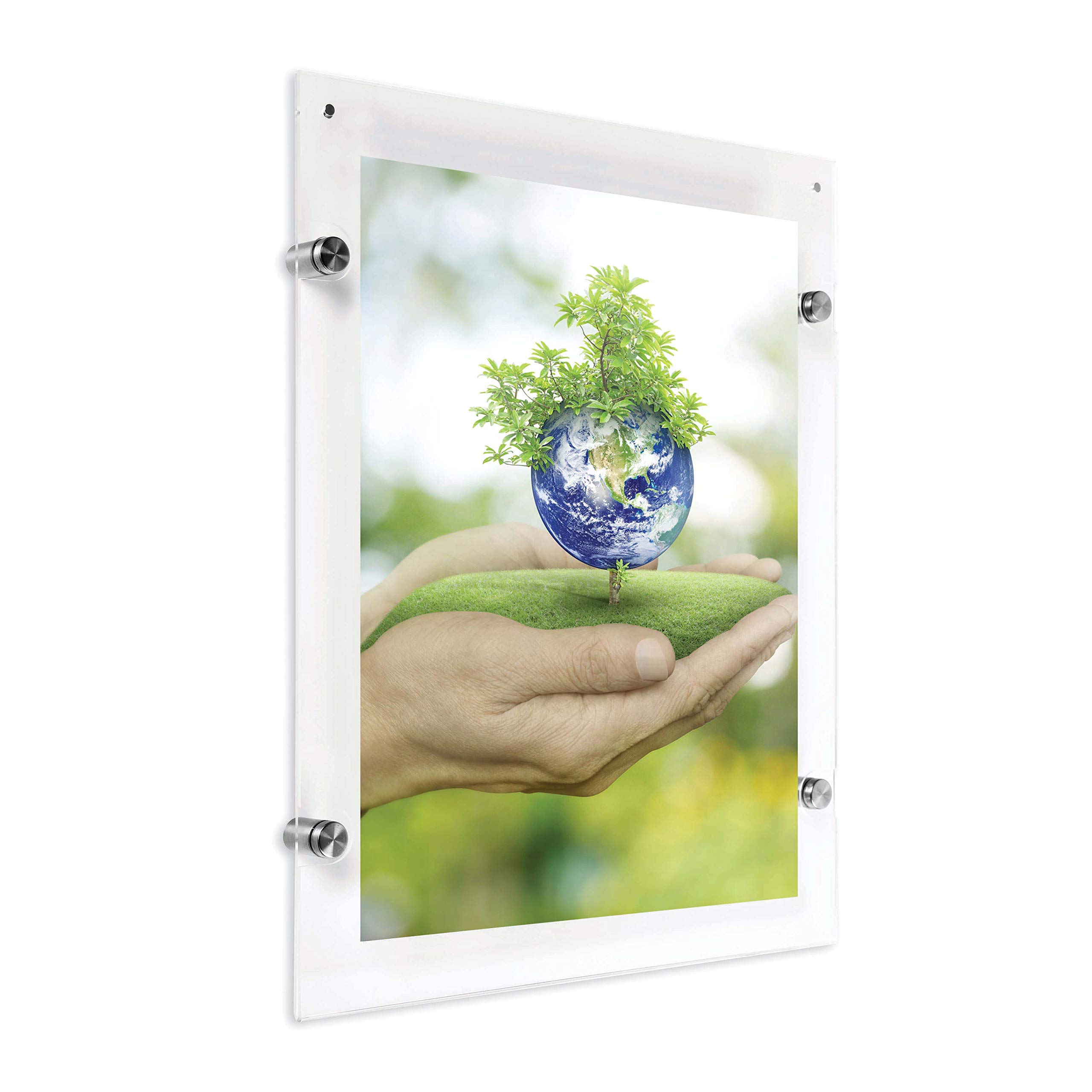 M&T Displays Wall Mount Floating Clear Acrylic Frameless Picture Frame