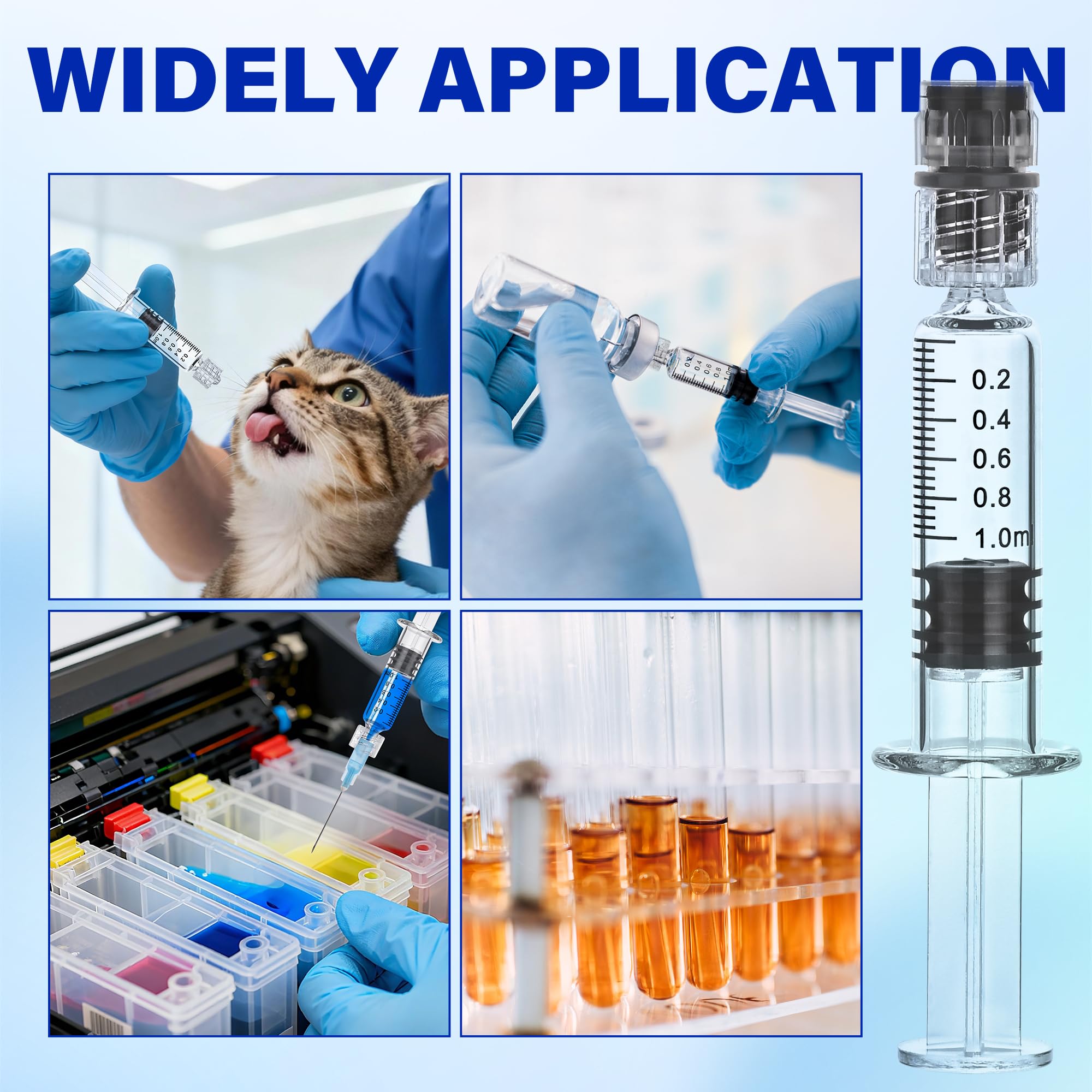Confezione da 20 siringhe in vetro Luer Lock da 1 ml, siringhe in borosilicato per liquidi, colla, oli, inchiostro, strumenti da laboratorio e artigianato senza ago