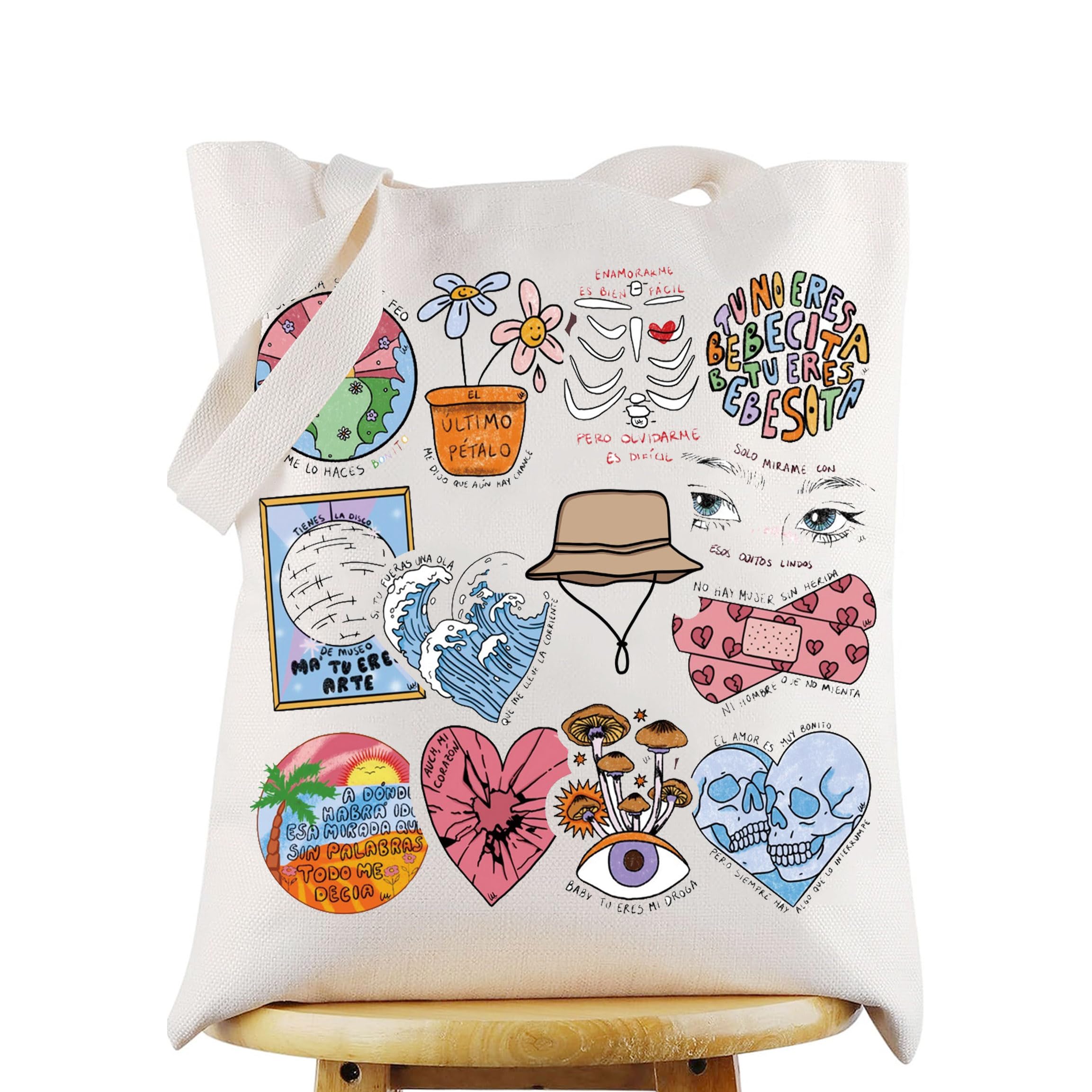 WZMPA Song Lyrics Canvas Tote Bag Singer Fans Gift Pop Music Shopping Grocery Bag Album Merchandise