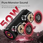 Monster Speaker S200 Wireless Portable Bluetooth Speaker, 24H Playtime, IPX6 Waterproof, 50W Stereo Sound, Bluetooth 5.4, Dual Bass Speakers, Perfect for Home, Parties, and Travel.Black