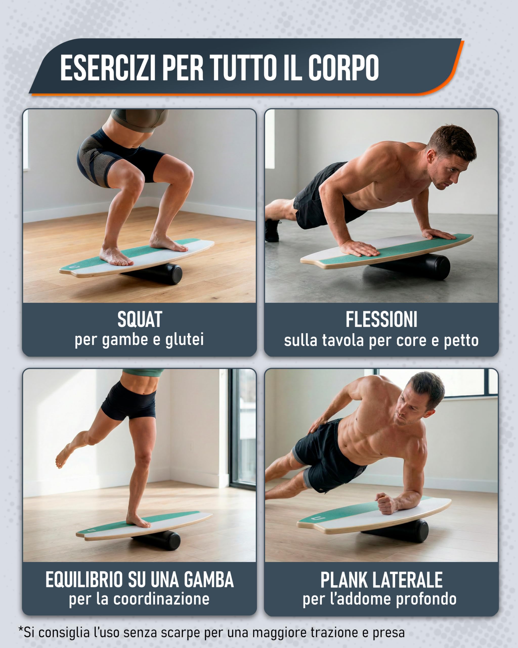 unycos - Balance Board Oscillante Antiscivolo in Legno con Rotazione di 360°, Tavola Propriocettiva d'Equilibrio, Allenamento di Coordinazione e Riabilitazione