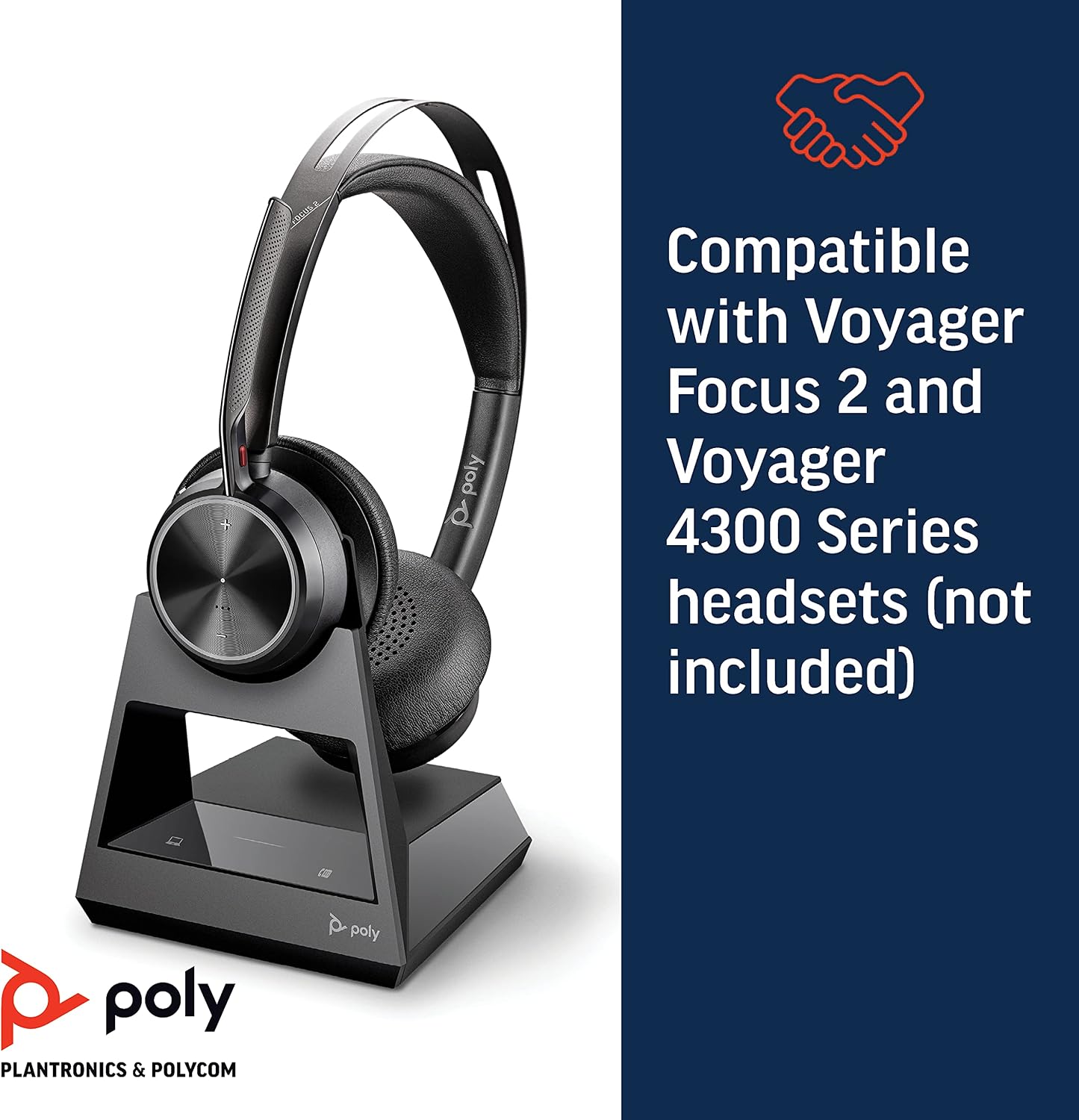 Poly Voyager Office Base, for Focus 2 and 4300 UC Series Headsets, PC/Mac, Deskphone and Phone Connectivity