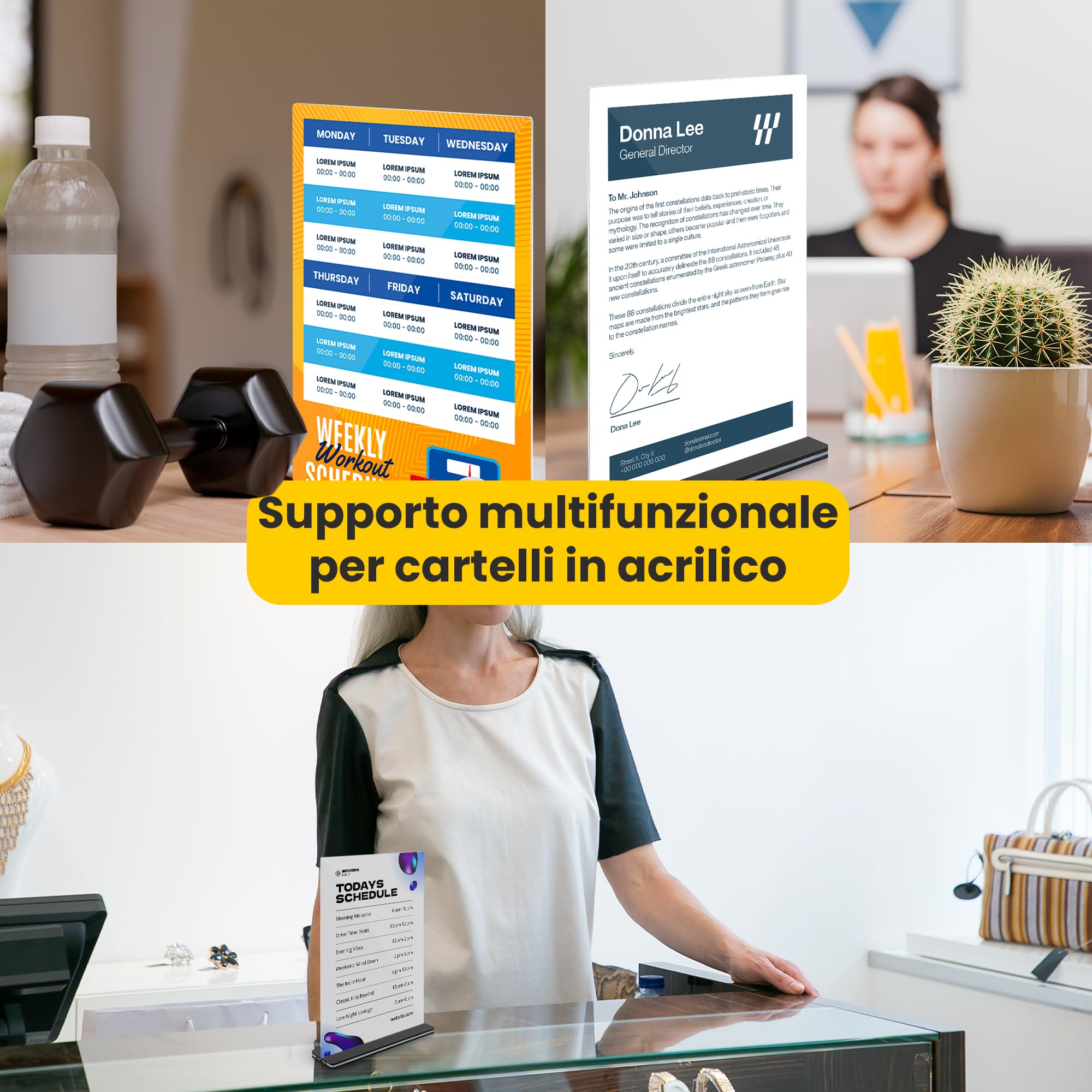 GOYAPRINT Portacartello in Acrilico A4 Pack 10 per Menu e Pubblicità - Espositore Trasparente da Tavolo per Cartelli, Brochure e Volantini - Porta Menu per Ristoranti, Uffici, Hotel ed Eventi (10, A4)
