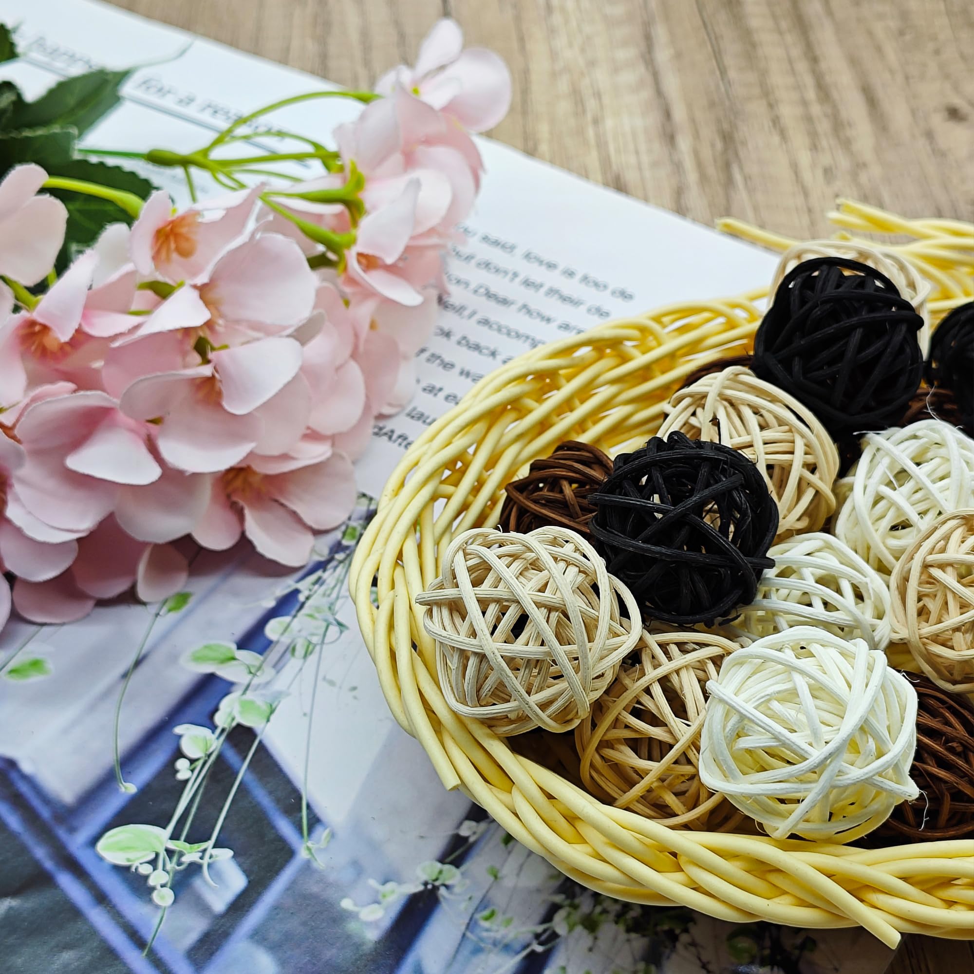 20 Palline Decorativa In Rattan - Sfere Intrecciate 3cm Per Centrotavola E Fai Da Te - Foto 11