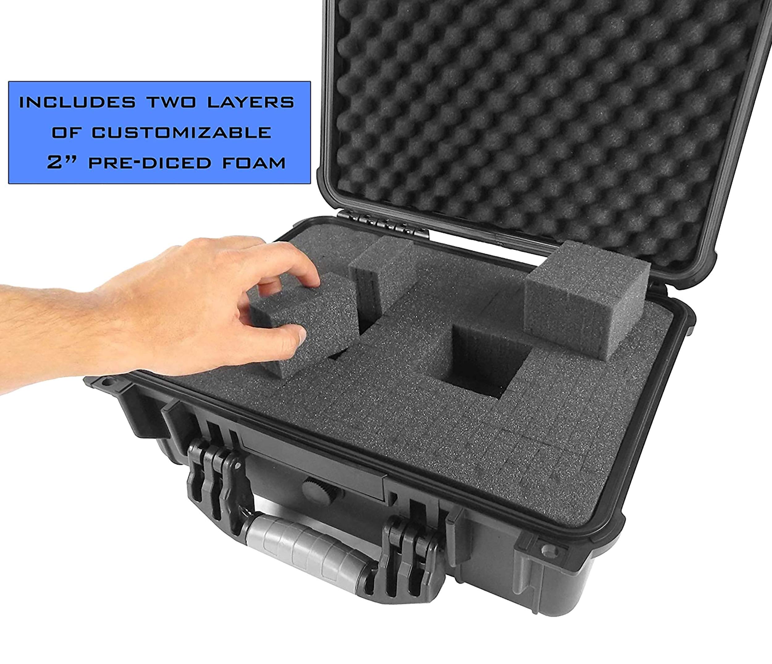 CASEMATIX 16" Customizable 4 Pistol Multiple Pistol Case Waterproof