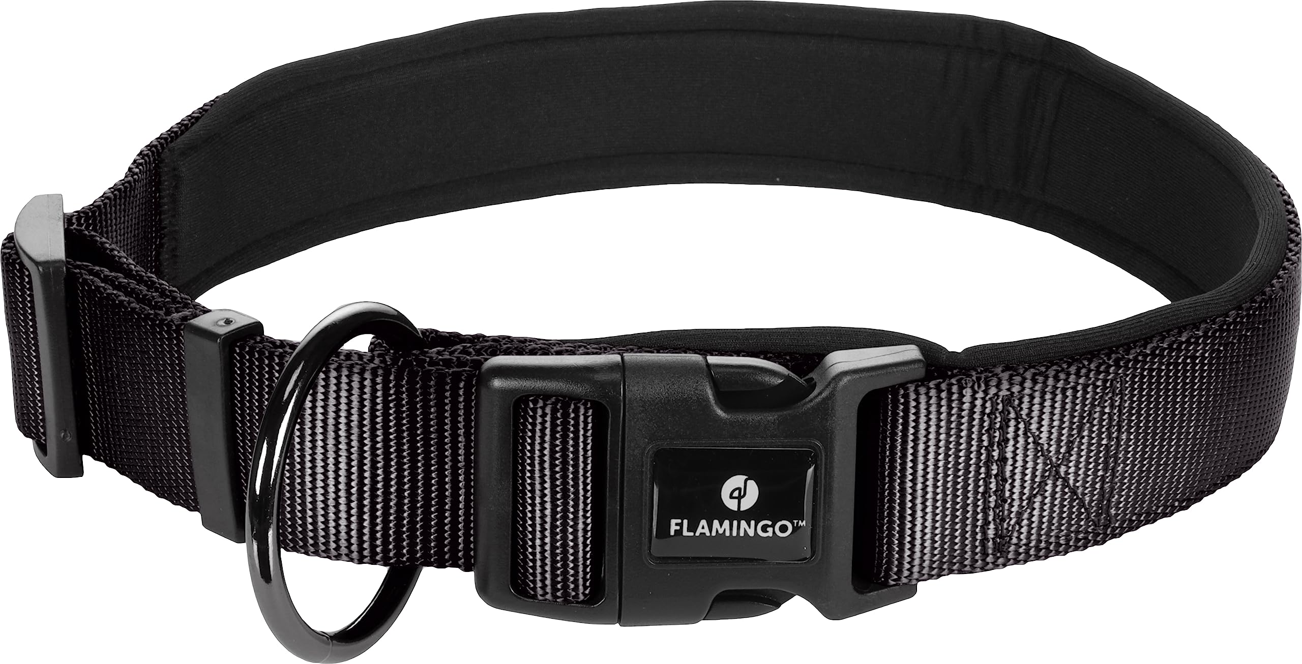 Flamingo Dog Collar Abbi Black XXL 60-65cm 32mm