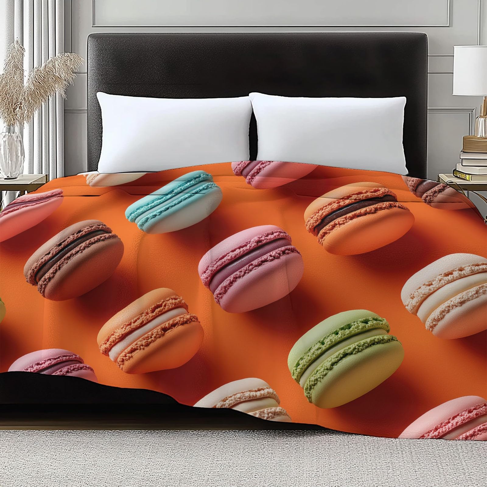 Generico Koce polarowe Fotografia Macaron Koc z polaru na sofę, kolor pomarańczowy flanelowy super miękki i ciepły koc na łóżko 150 x 200 cm narzuta na sofę pluszowy koc