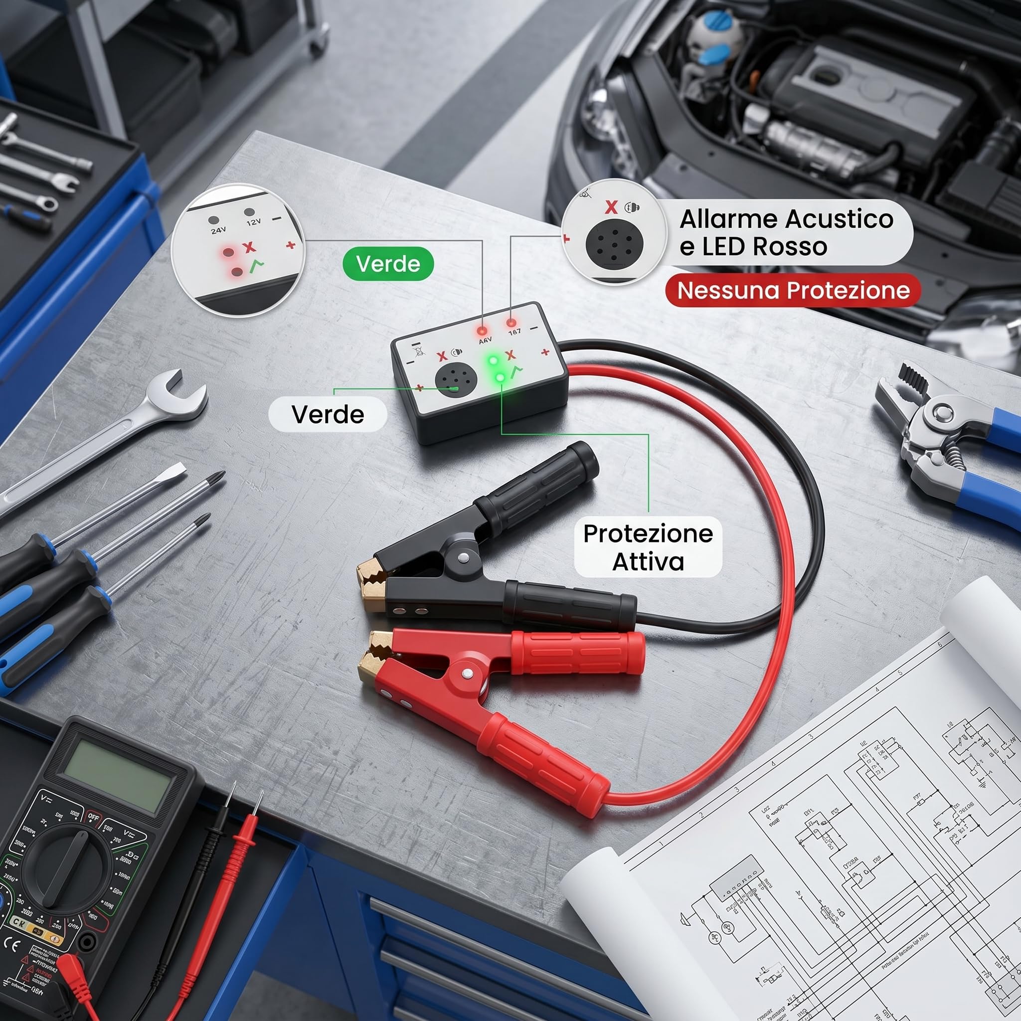 Fydun Dispositivo di Protezione Sovratensione, 12V 24V Protezione per Assorbitori di Sovratensioni per Auto, Previene Danni All'Impianto Elettrico Durante la Saldatura Pulsata di Lamiere