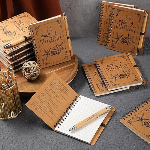Miniatura 10 de Colarr 50 juegos de cuadernos en espiral de estrella de mar a granel You Make a Difference, diario inspirador A6 y bolígrafos motivacionales de