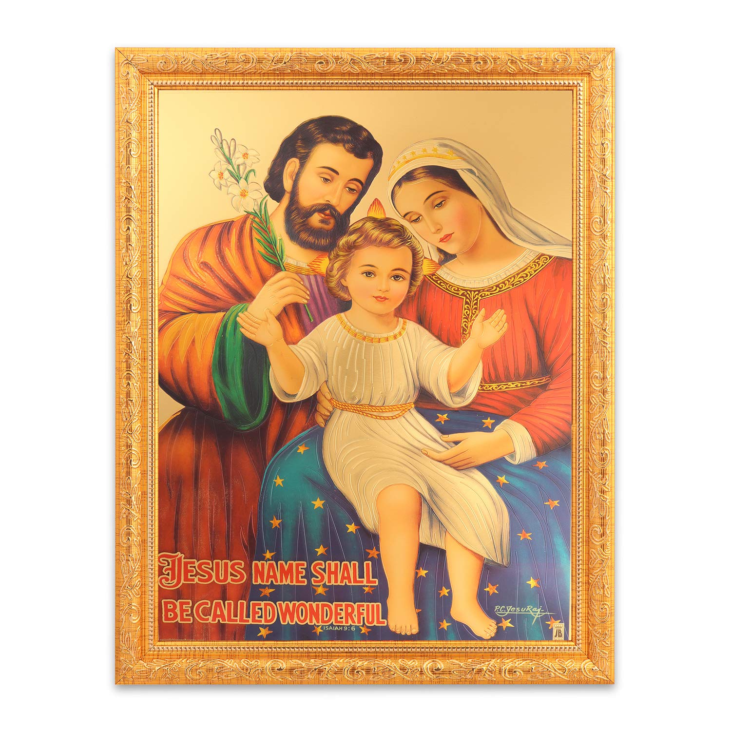 Photo de Jésus de qualité supérieure avec cadre doré ciselé