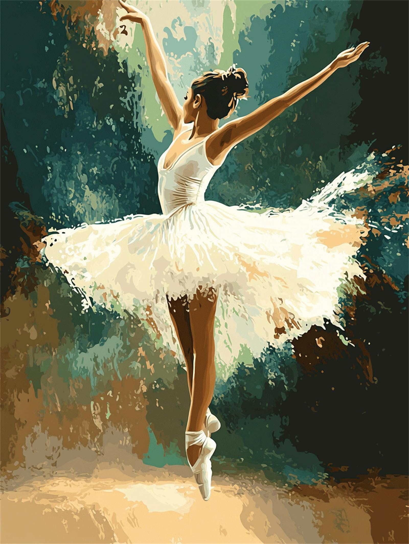 Large Paint by Numbers for Adults Ballet Paint by Numbers Kits Dancer Paint by Numbers for Adults Beginner, DIY Painting with Paint Brushes and Acrylic Pigment, Hobbies for Adults Crafts 20x30cm