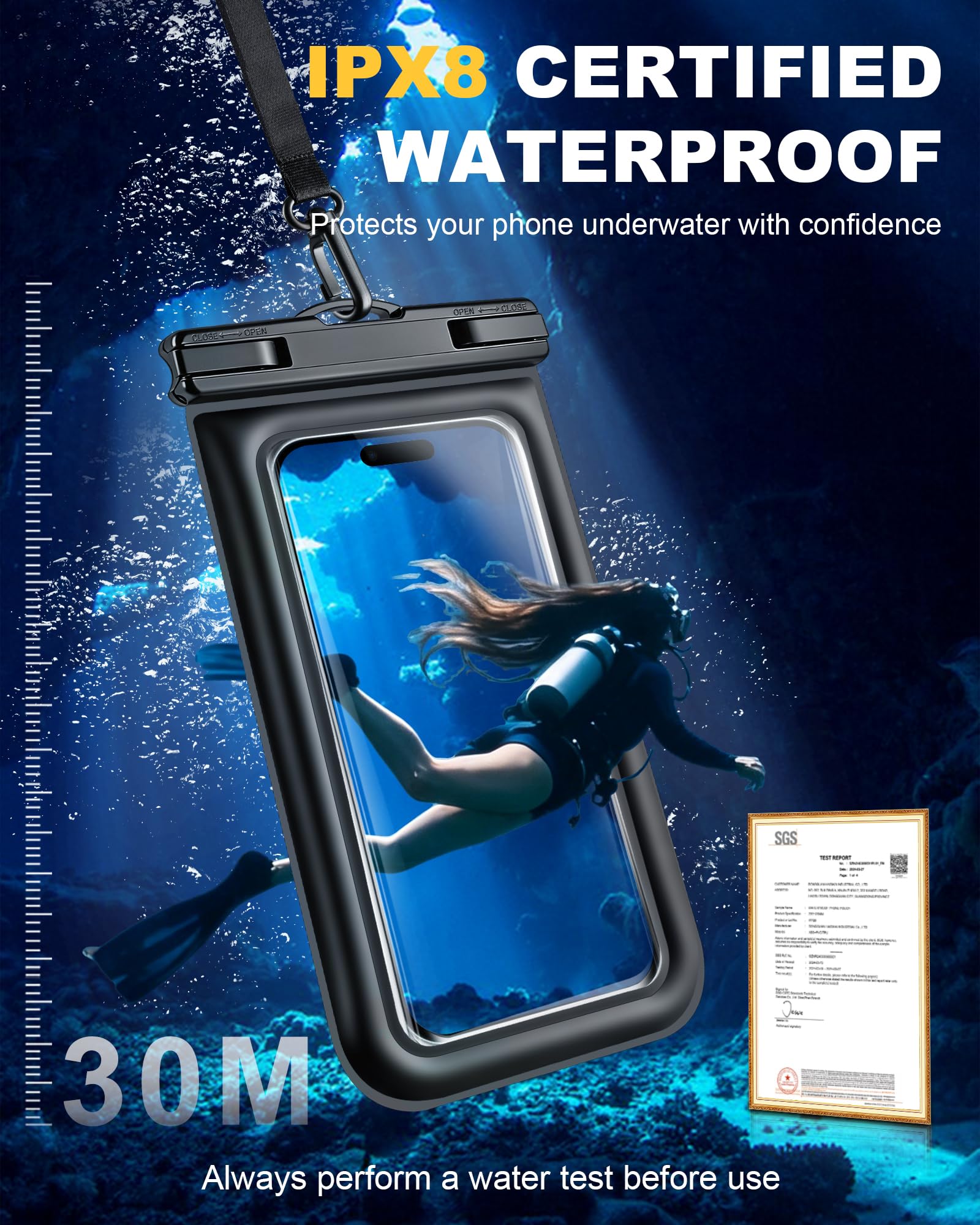 Wodoszczelna pływająca torba na smartfon, zestaw 2 szt. IPX8 wodoodporna torba na plażę do pływania w basenie, wodoodporna obudowa do iPhone 17 16 15 14 Pro Max Samsung S26 S25 S24, do 7 cali