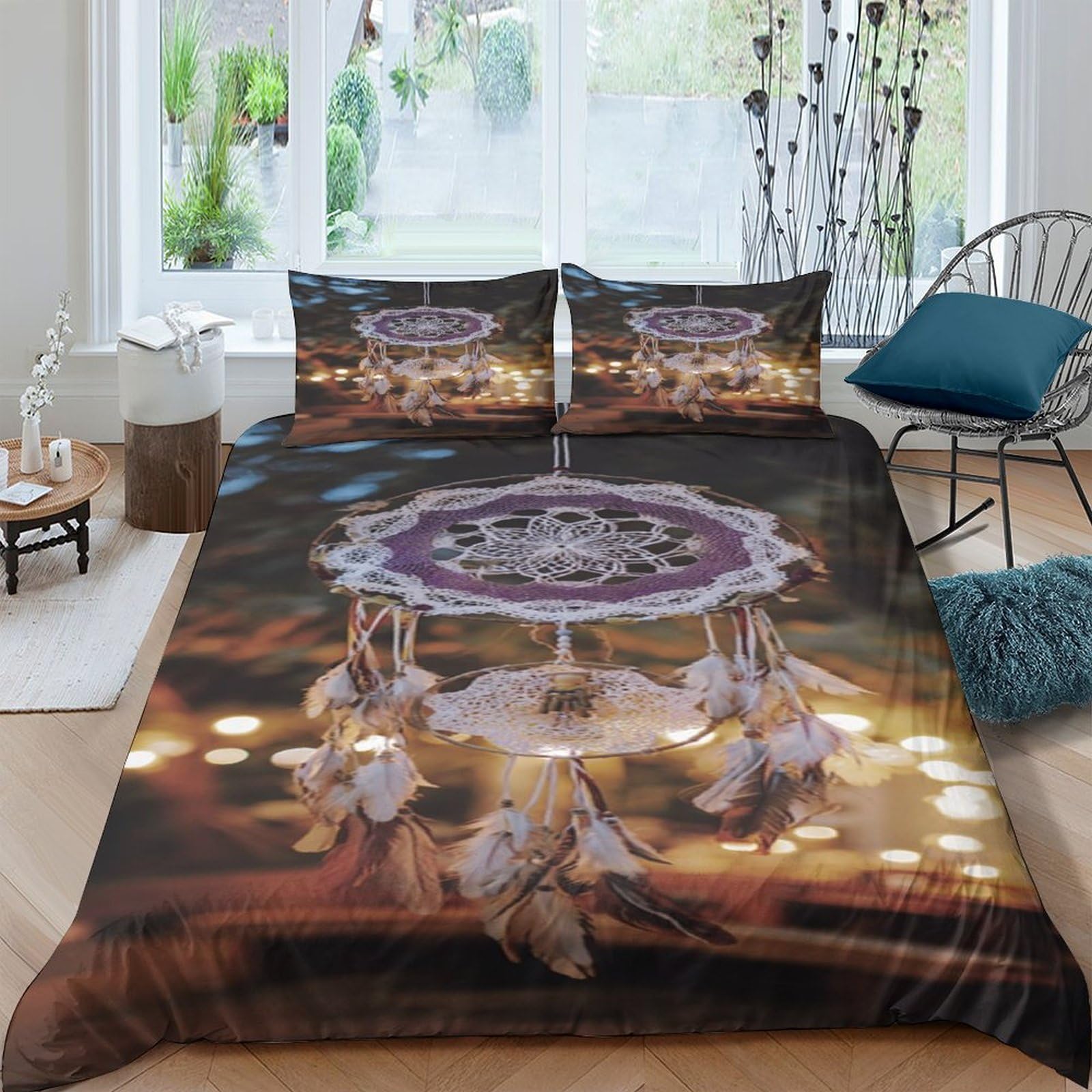 Ctjqhvkz Style-3 3D Printed Dreamcatcher Fitted Sheet Microfiber Soft Mandala Bed Sheet For Bedroom Dorm Decor Mattress Protection Single（135X200cm）