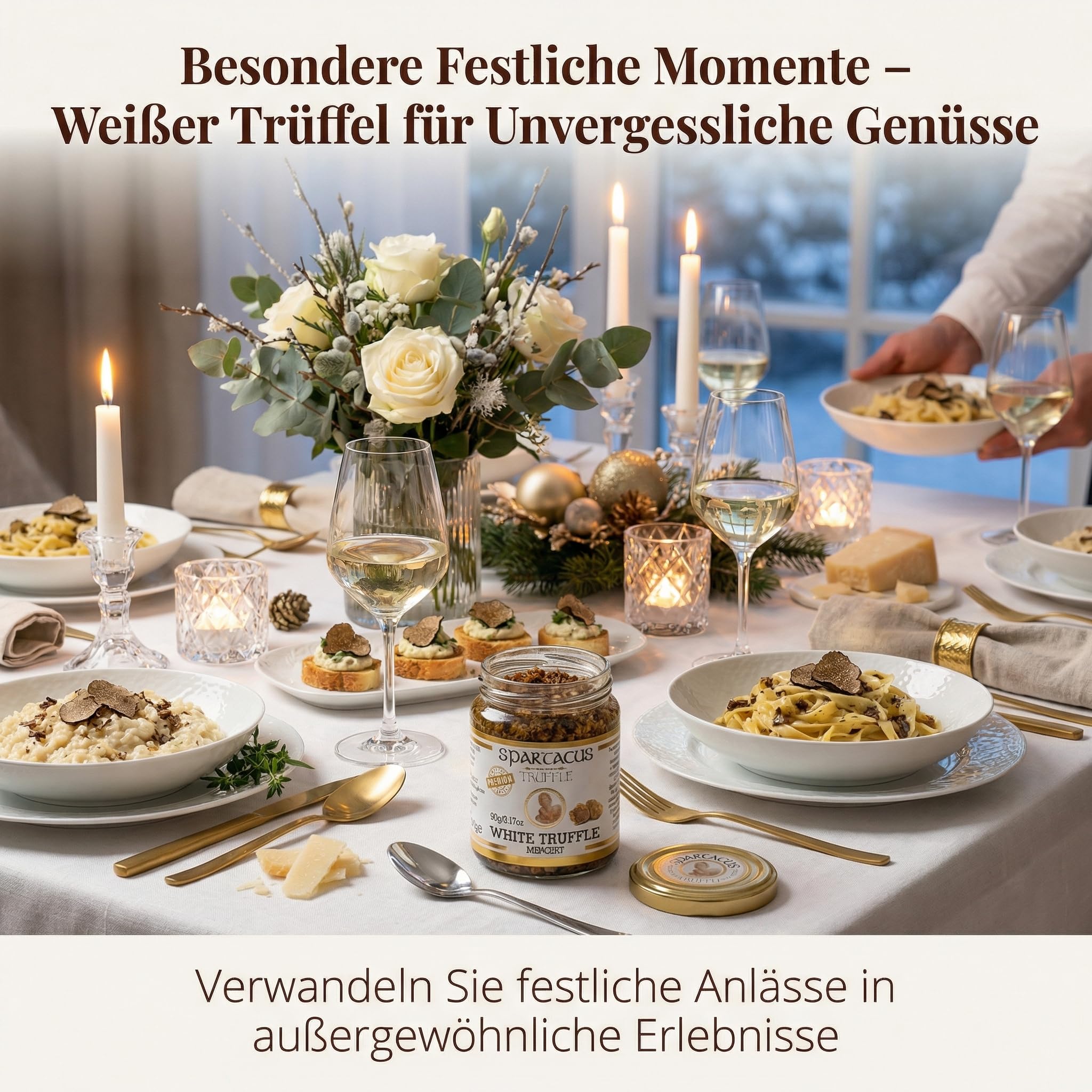 Spartacus Weißer Trüffel Gehackt, 90g | Tuber Aestivum Trüffelstücke, Natives Olivenöl Extra, Tartufo Bianco Gourmet aus Europa, Ohne Zusätze