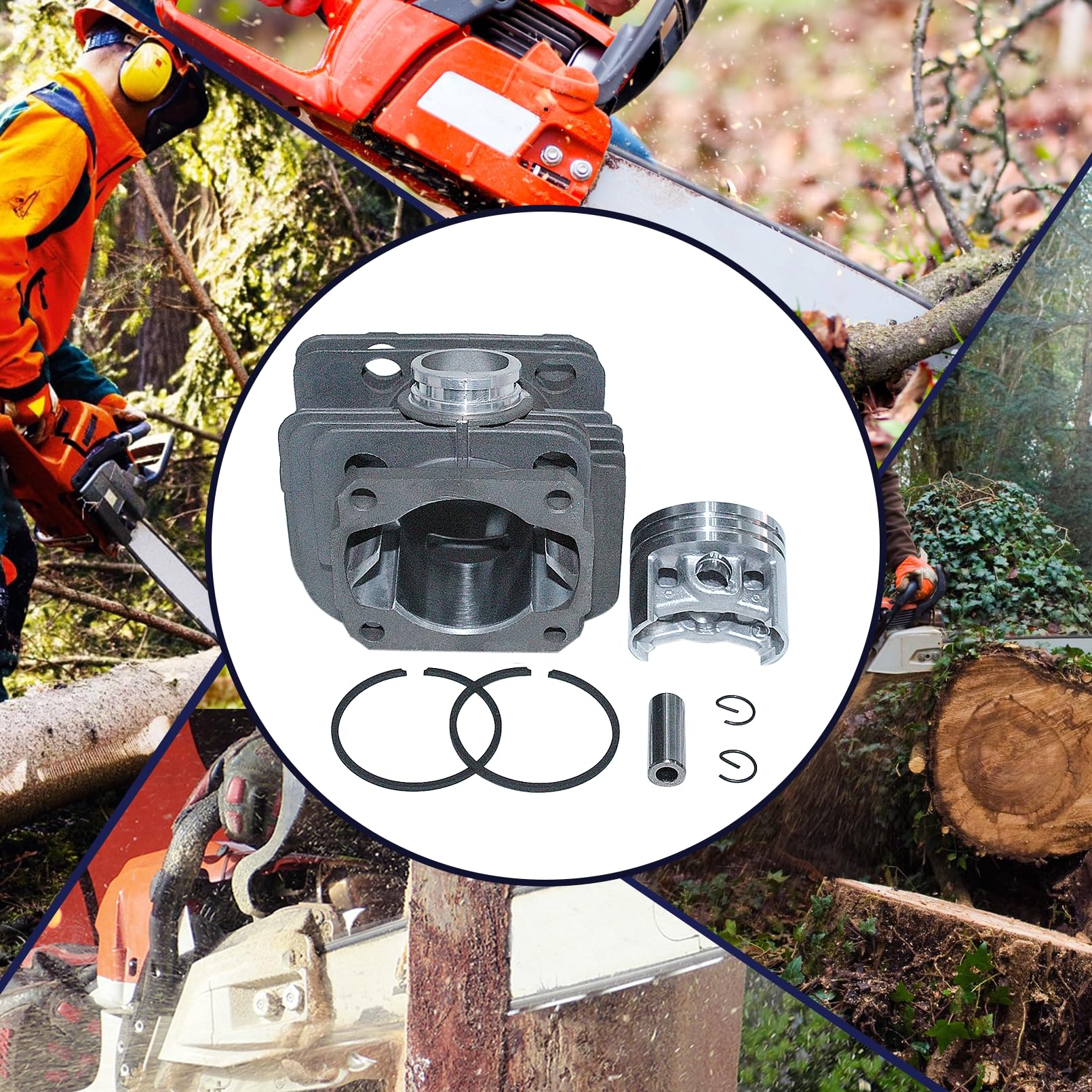 40 mm Kit Cilindro e Pistone per Stihl MS200, MS200T e 020T Motoseghe, con Candela, Filtro Aria e Kit Carburatore – Sostituisce 1129 020 1201, 11290201202