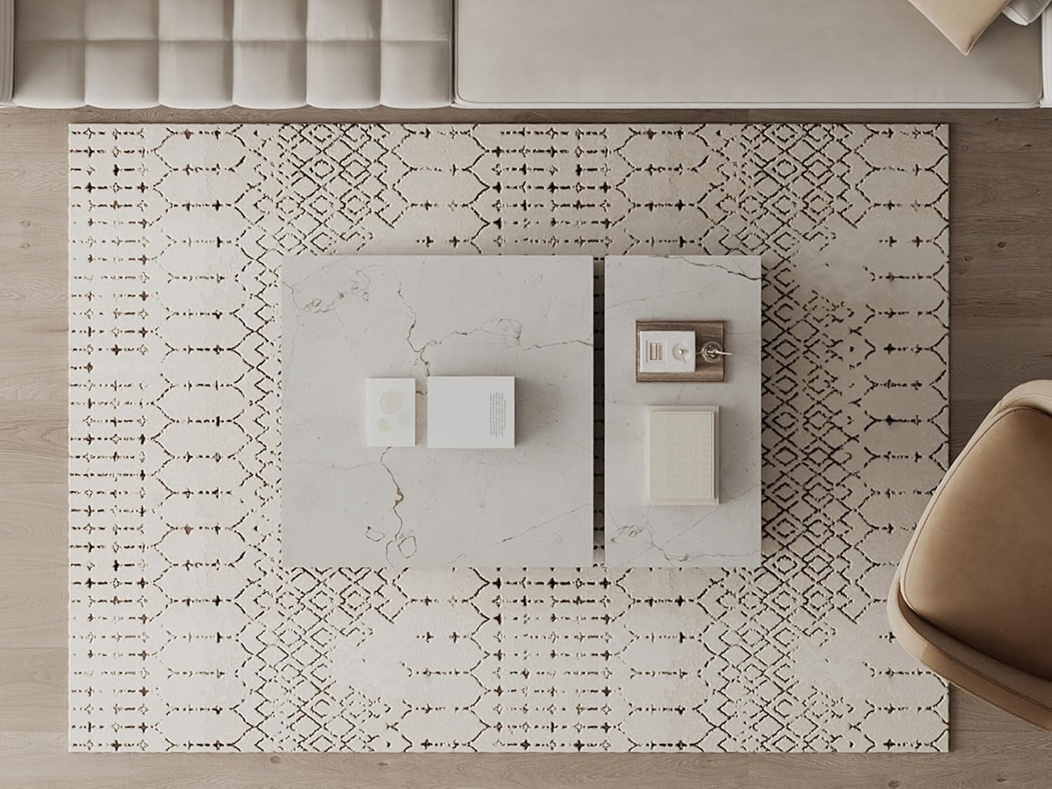 Ultra Thin Non-Slip Washable Rug, Moroccan 5x7 Rug for Living Room, Upgraded Rubber Backing Area Rug for Bedroom Dining Room Office Patio Entryway Kitchen Bathroom Balcony Large Areas 5' x 7' (Rectangular) Moroccan White