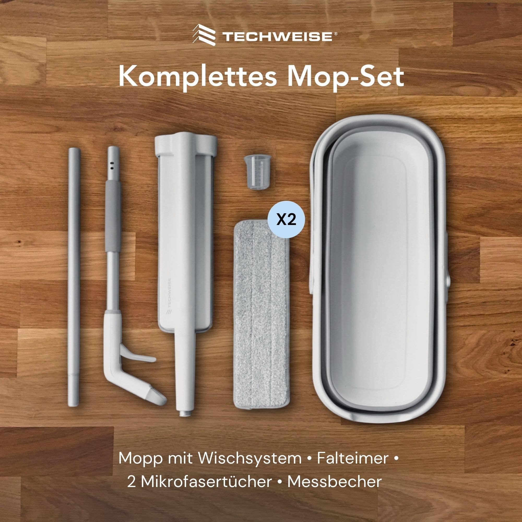 4-in-1 Wischmopp Set mit Eimer, Sprühfunktion, und Auswringfunktion - Mop Set, Bodenwischer