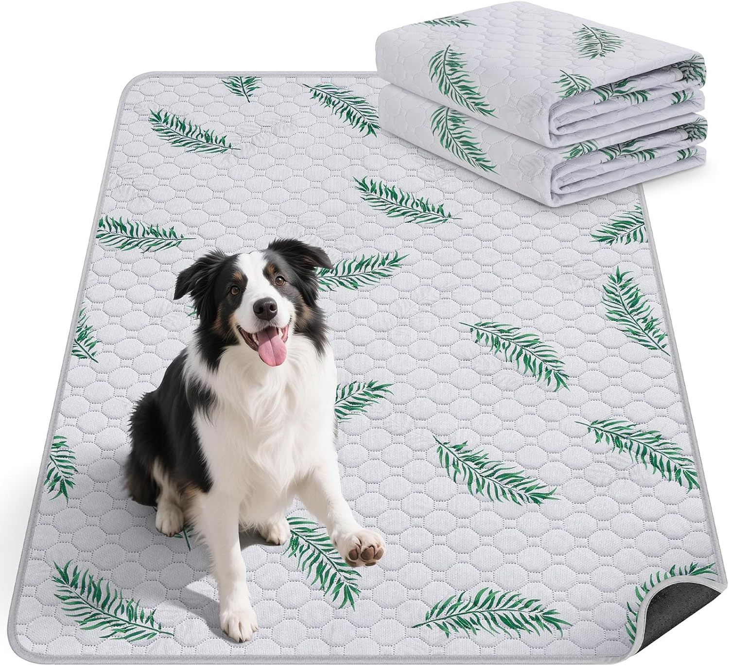 Washable Pee Pads for Dogs, 2Pack Reusable Puppy Pads, Super Absorbent & Leakproof Dog Pads, Anti-Slip Dog Pee Pads for Puppy Training & Incontinence, Leaf Pattern 36"x41" Leaf Pattern 36"x41"(Pack of 2)