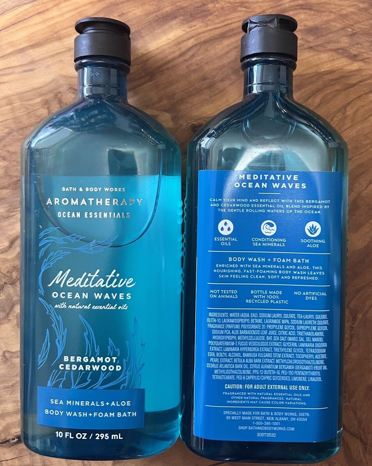 generic 2 x Aromatherapy Meditative Ocean Waves Bergamot Body Wash Foam bath, blue