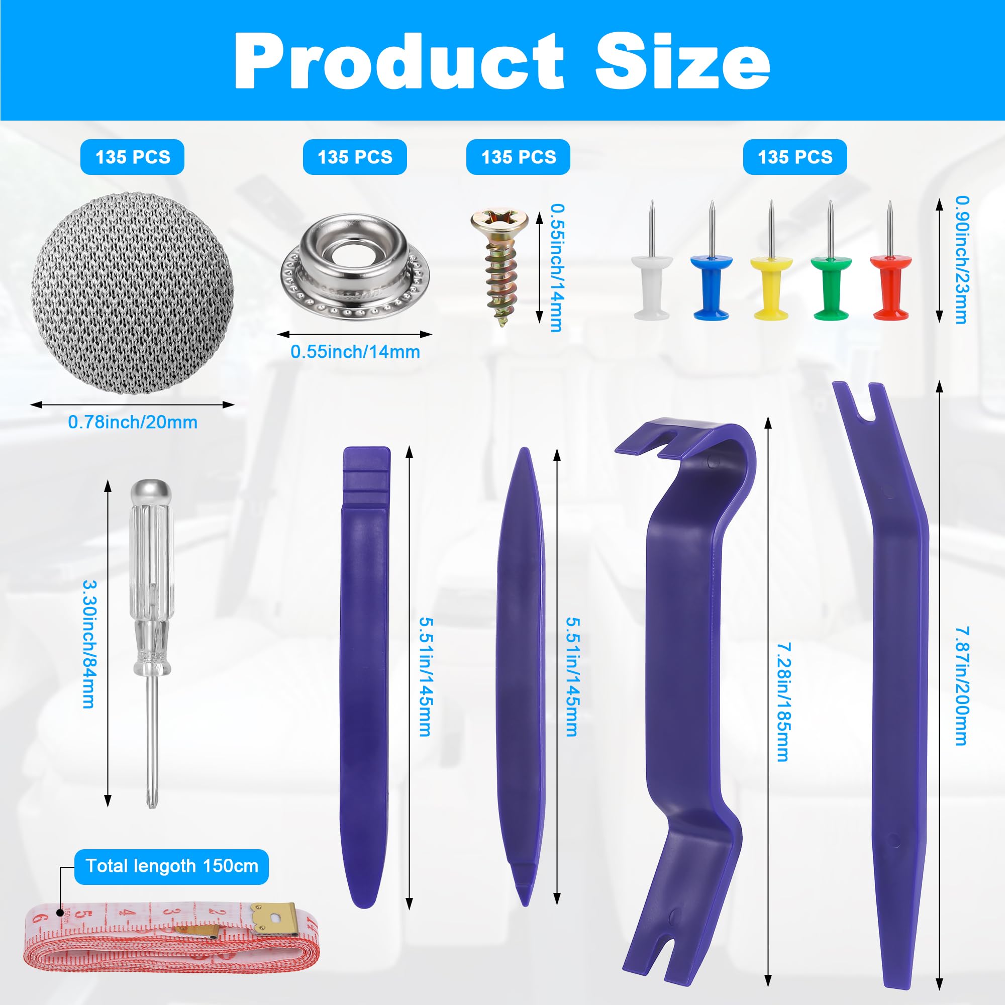 Zocipro 135Pcs Kit Riparazione Cielo Auto con Rivetti e Strumenti di Rimozione