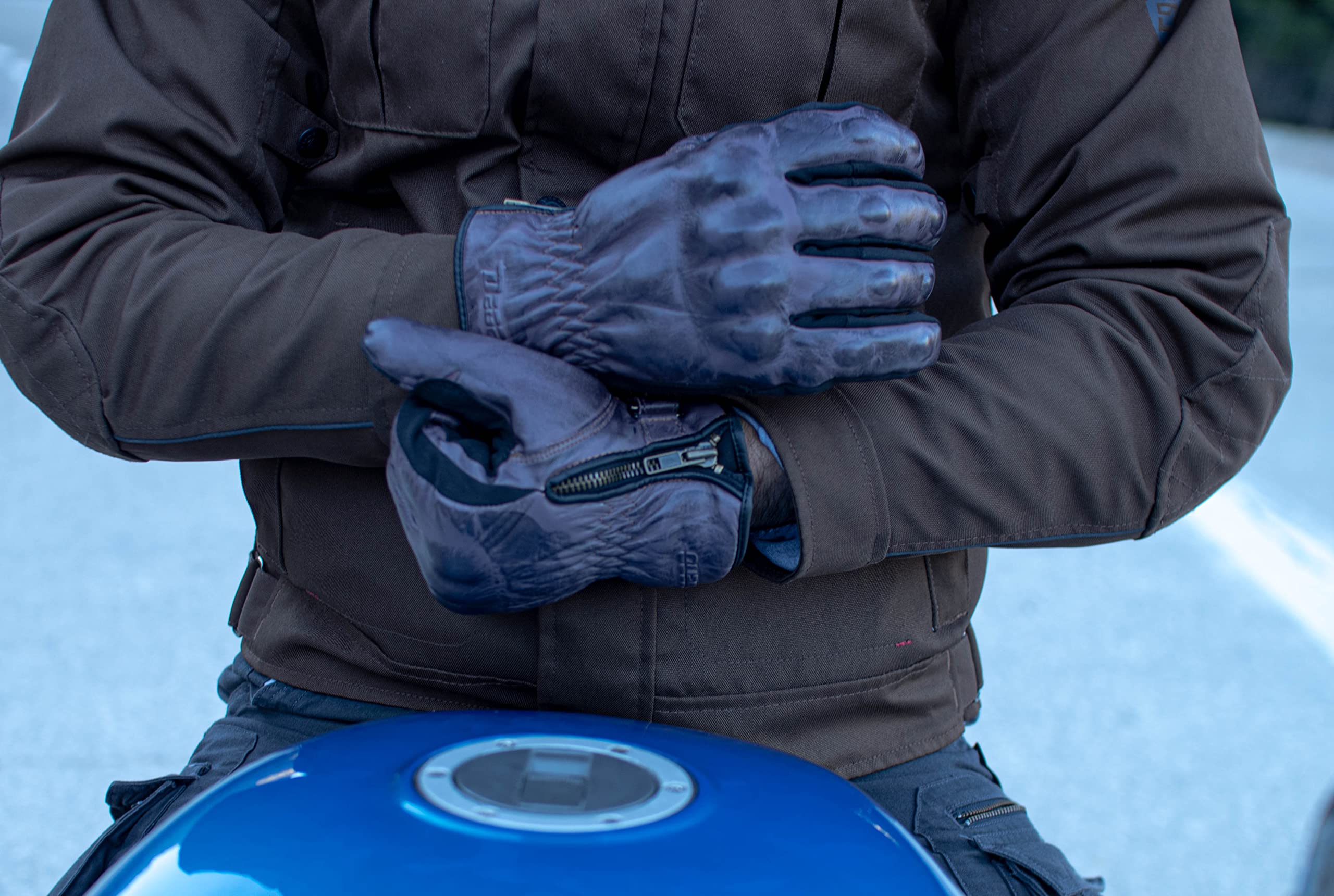 INDUS Zimowe rękawice motocyklowe męskie – oddychające skórzane rękawiczki motocyklowe dla mężczyzn z podszewką – akcesoria motocyklowe – rękawiczki