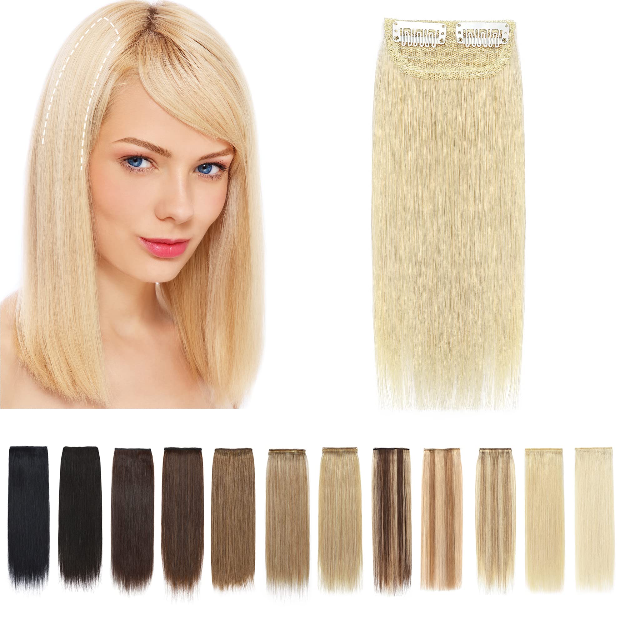 SEGO Short Hair Extensions Clip in Human Hair 8 Inch Toppers for Women Adding Volume-1 Pcs 12g #613 Bleach Blonde