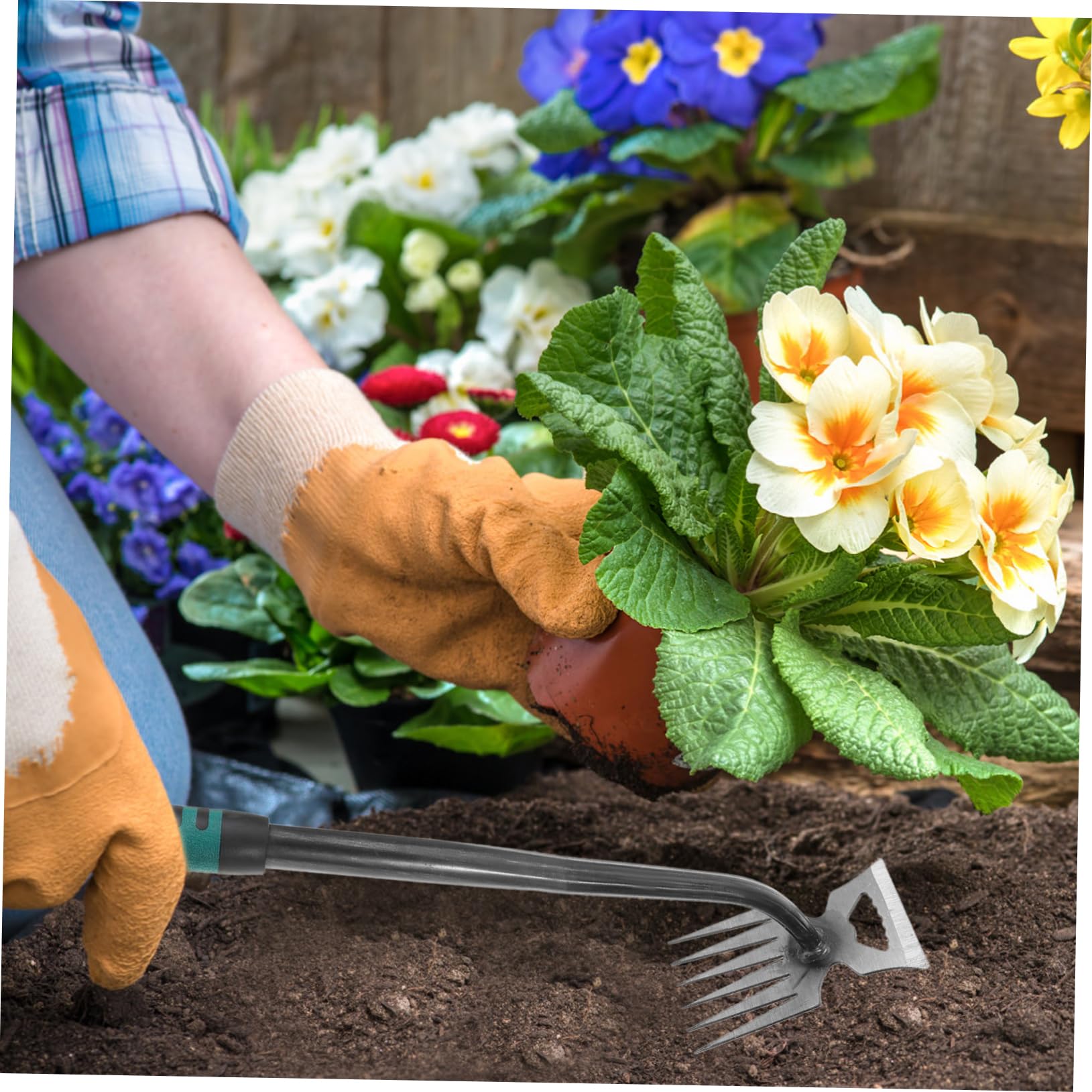Mikikit 3 Stück Hiege aus Jäten entwurzeln Gartenhacken Gartenarbeit dreieckiges Hacke-Gartengerät Clearing-Tool garten unkraut entfernen Unkraut jäten Unkrautstecher Stahl