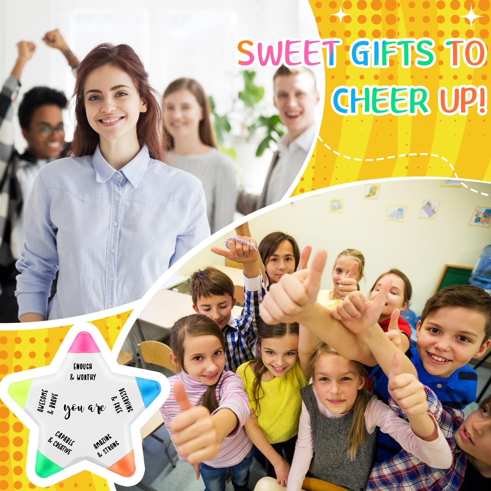 10 szt. Prezenty z okazji powrotu do szkoły dla uczniów, luzem, inspirujące zakreślacze gwiazd, różne kolory, końcówki pędzla, zakreślacze biblijne i długopisy, bez przebarwień, prezent dla