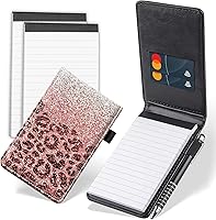 Vista 14 de Juego de 4 mini bloc de notas de bolsillo, diseño de pez Koi japonés de piel sintética, soporte para notas con 2 ranuras para tarjetas, 1 lápiz