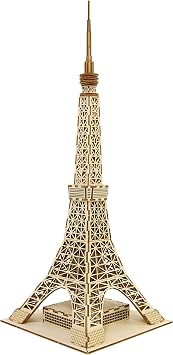 Tokyo Tower - Wooden 3D Puzzle DIY Craft Kit Enjoyable for Elementary School Students to Adults - Educational Toy for Boys and Girls - Also Great as a Gift for Adults as 3D Art