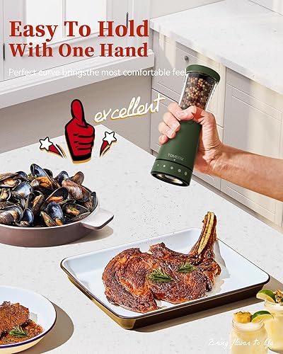 Miniatura 3 de Juego de molinillo eléctrico de sal y pimienta con base de almacenamiento, juego de molinillo de sal y pimienta recargable de acero inoxidable con