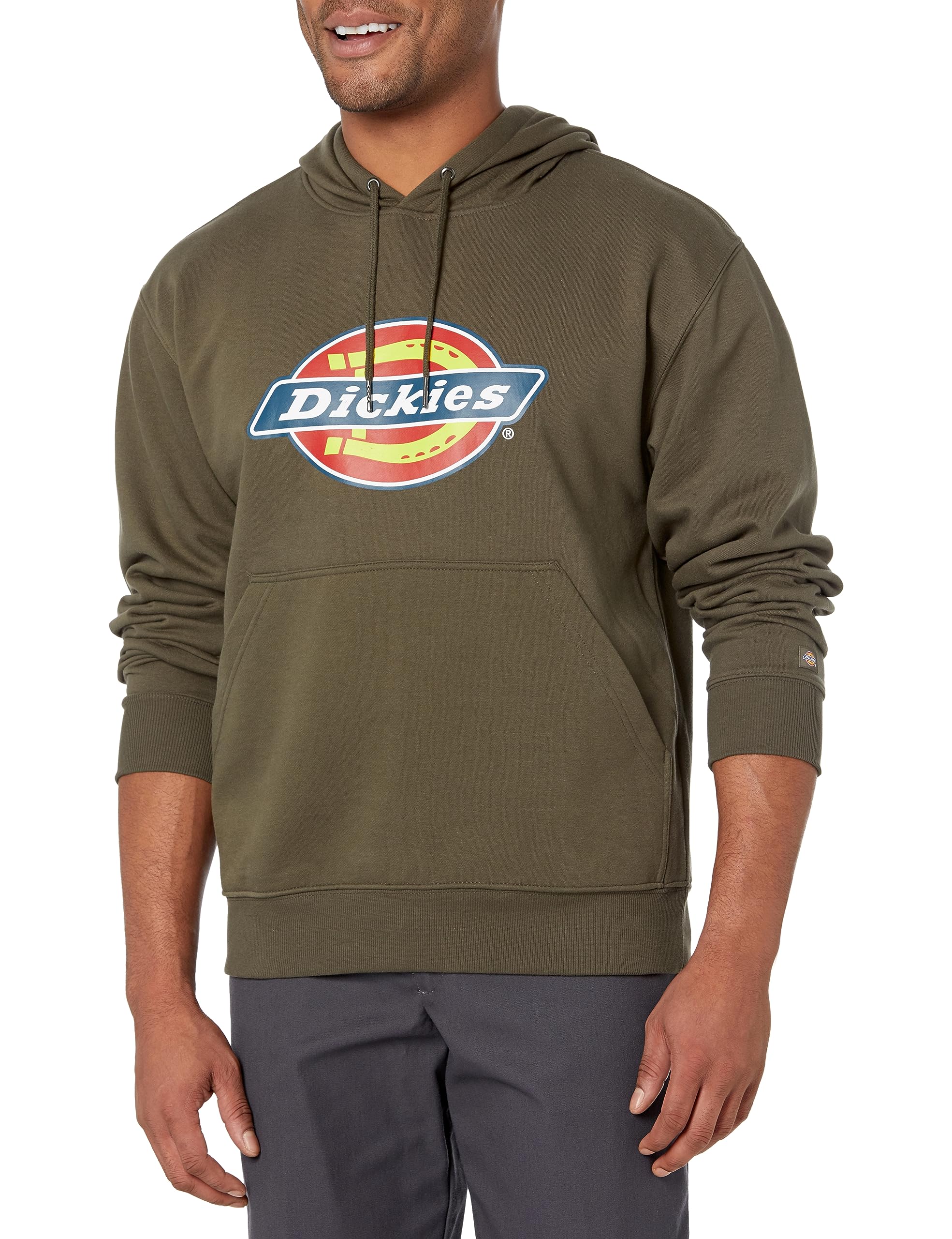 Dickies Men's Water Repellent Tri-Color Logo Hoodie, Moss Green, XL