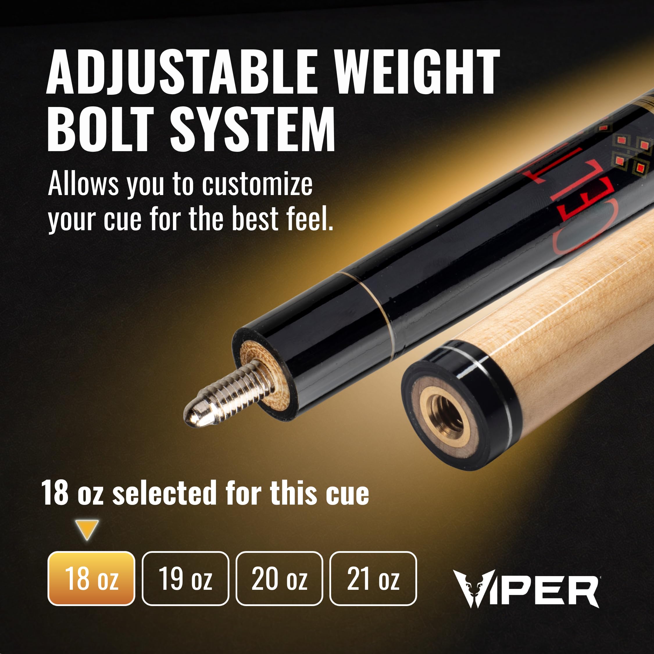 Viper Underground Billardqueue, 147,3 cm, 2-teilig, Keltisches Blut