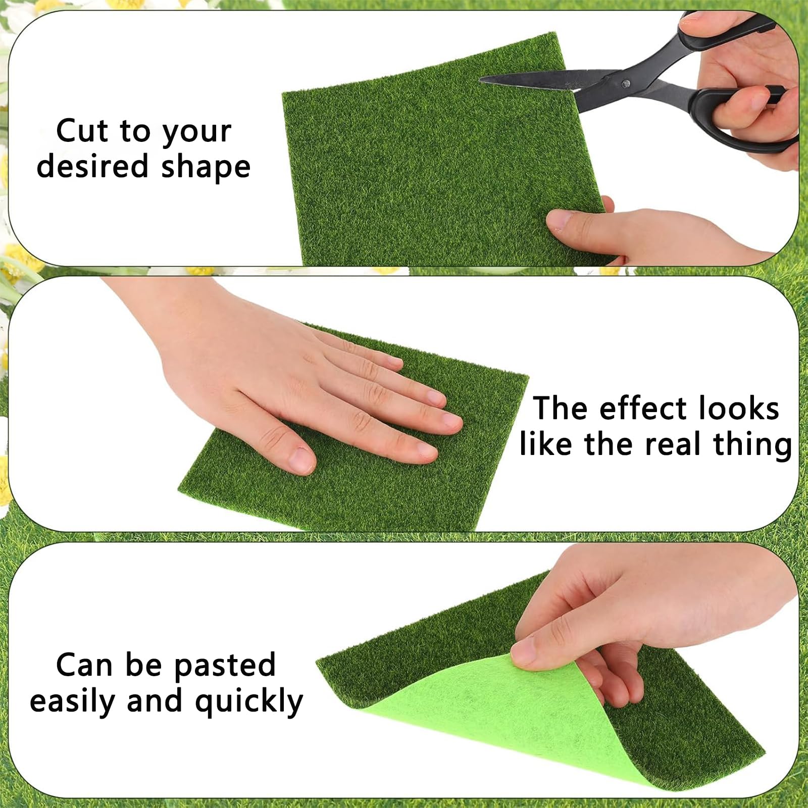 KSVFTB 6 Pcs Fake Grass, 15cm x 15cm Artificial Grass - Image 3