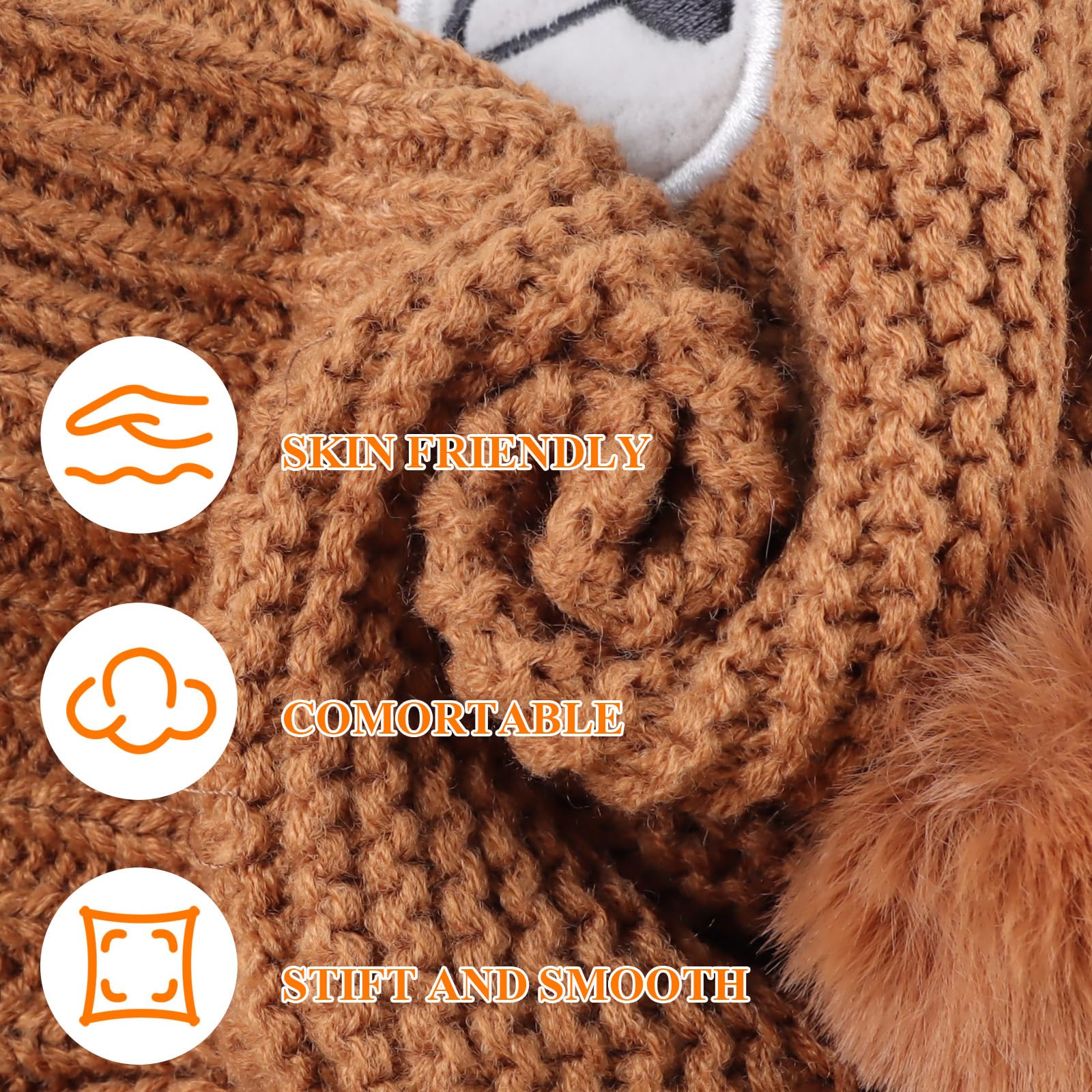 JANGANNSA Cute Bear Baby Beanie Pompom Baby Boys Hat Infant Toddler Winter Knitted Beanies for Girls