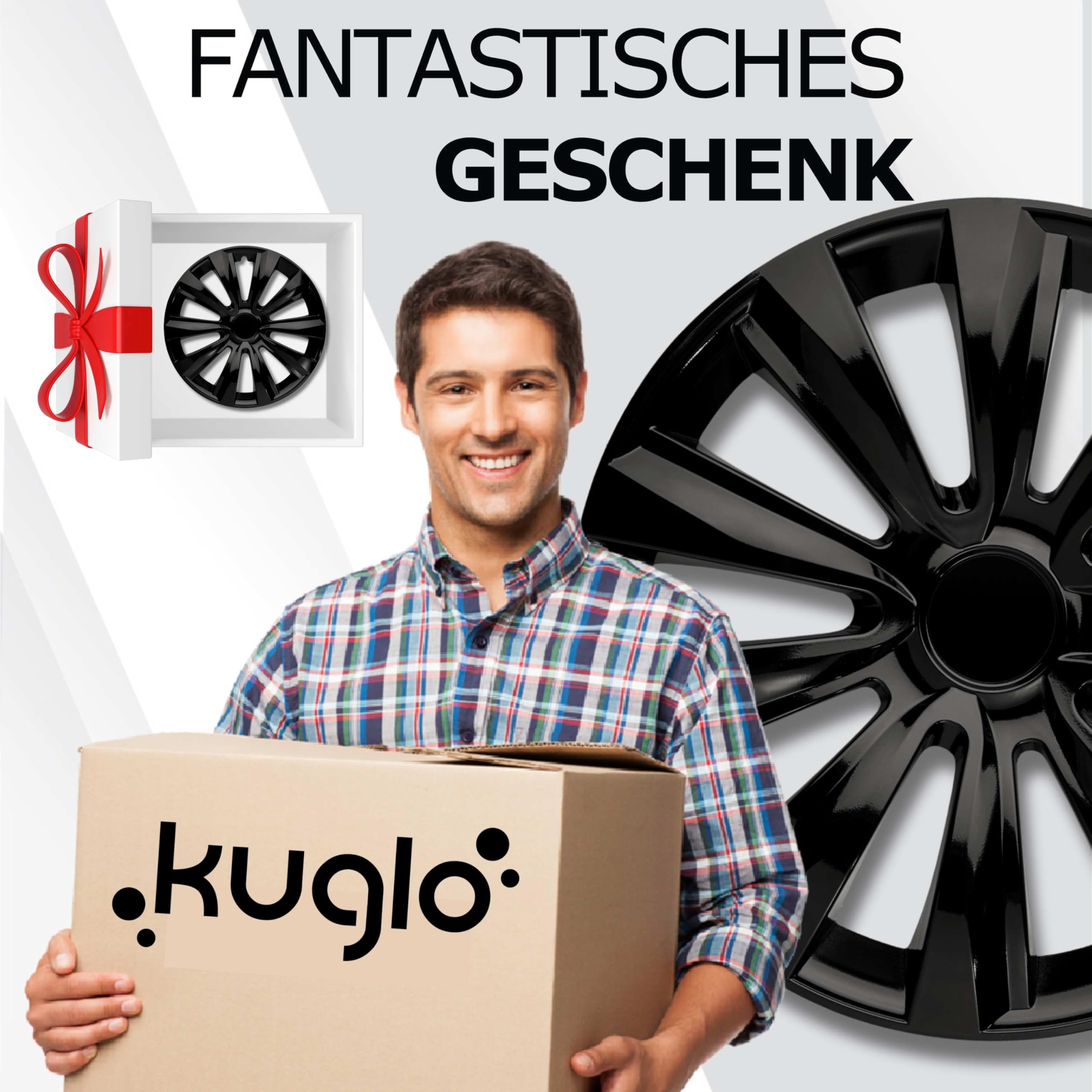 Radkappen 15 Zoll Schwarz Radzierblenden 4er-Set Deltanos für Stahlfelgen | Zierkappen, Radblenden & Felgenabdeckung, rostfrei & witterungsbeständig, einfache Clip-Montage, für die meisten Automarken