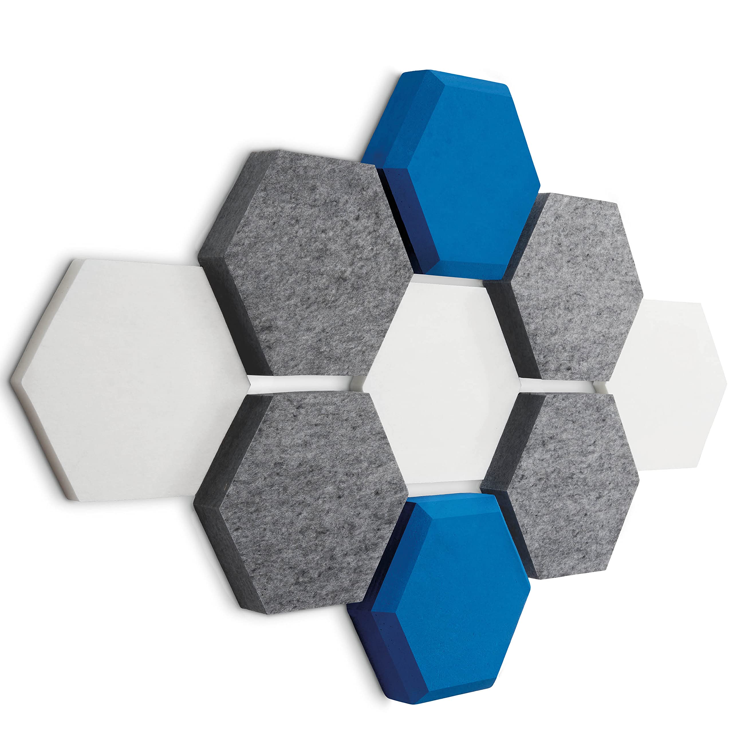 Schallabsorber Wand - Akustikbild - der perfekte Schallschutz aus BASOTECT ® und AKUSTIK-VLIES für Gaming, Homeoffice, Studio - 9er Starterset HYBRIDBLAU