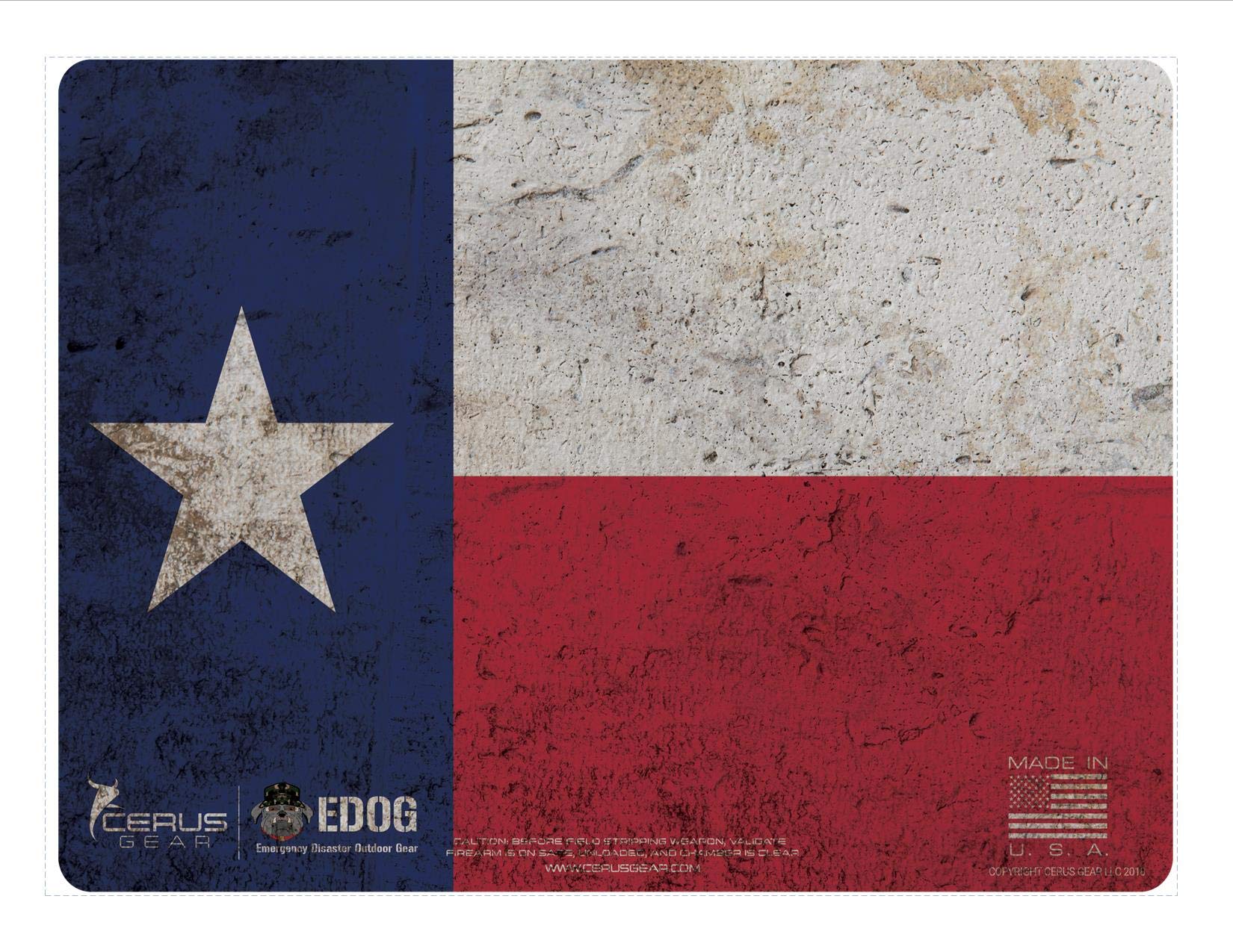 EDOG Lone Star State Texas ONLY Gun Cleaning Mat – Display Your State Pride Handgun Flag Series 4 Color 3 mm Padded Pad Protects Your Firearm Magazines Bench & Table Surfaces Gun Oil Solvent Resitant