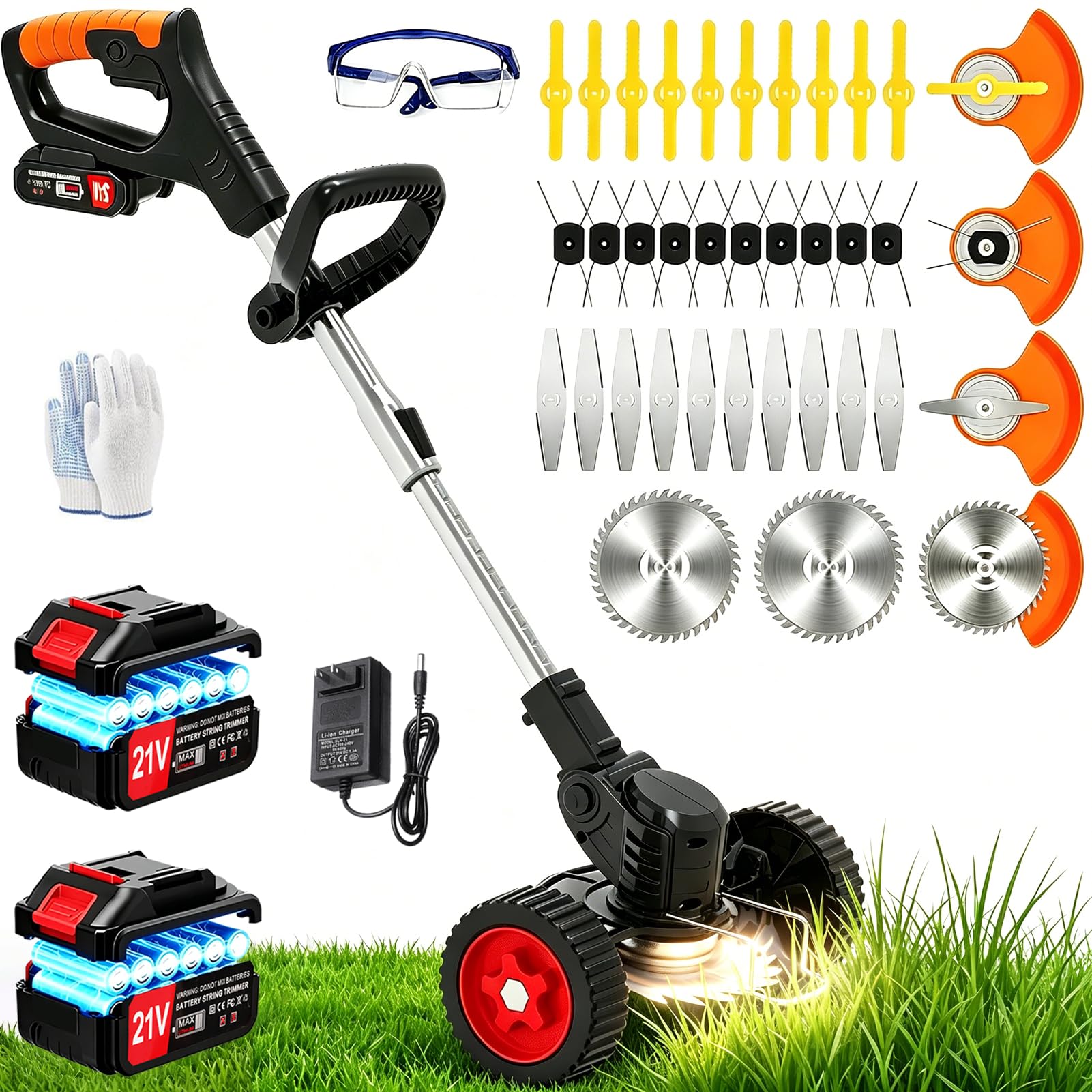 Photo 1 of HWLANTU Cordless Electric Weed Wacker, 21V