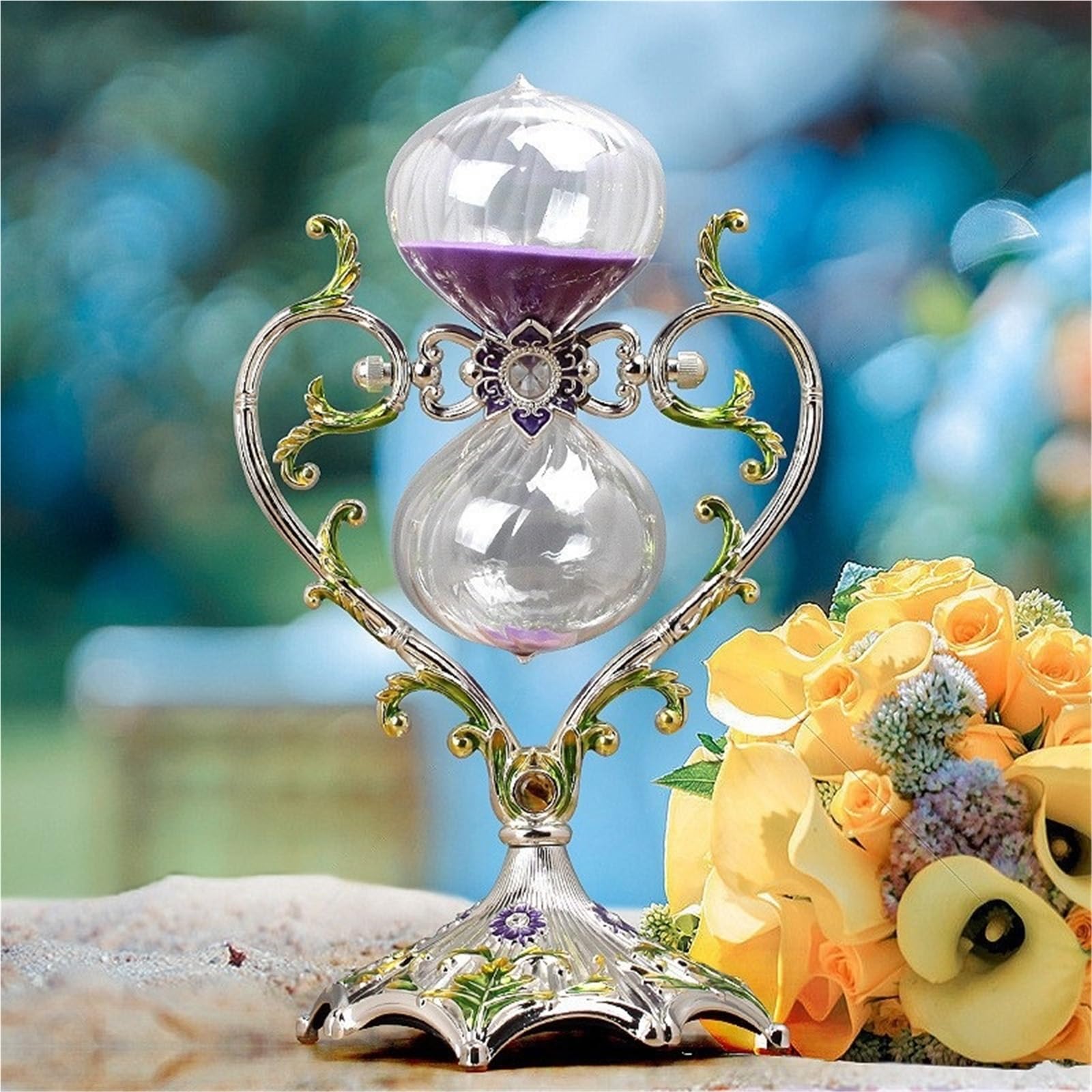 1 Pieza de Adorno de Temporizador de Reloj de Arena en Forma de corazón para Decoración