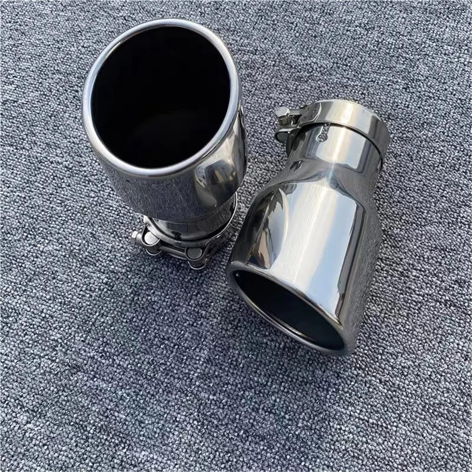 Scarico Punta Coda Terminale Di Scarico 63MM IN 101MM OUT 2.5" Ingresso Silenziatore Coda Tubo In Acciaio Inossidabile Universale Uscita 4 Pollici 20cm Di Lunghezza Bocca Terminale Tubo