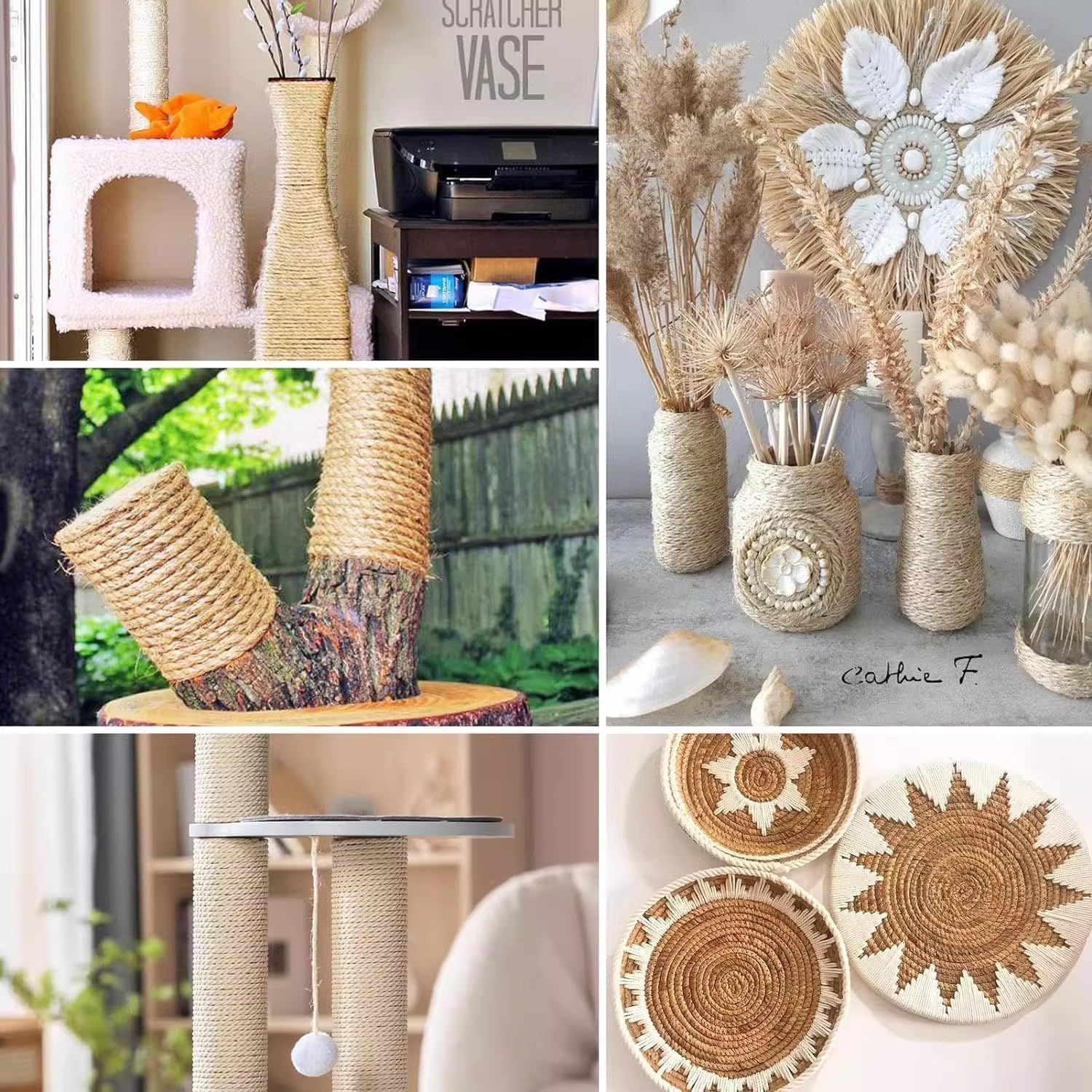 Cuerda de sisal para rascador, rascador, árbol para gatos, color blanco, 6 mm, 50 m