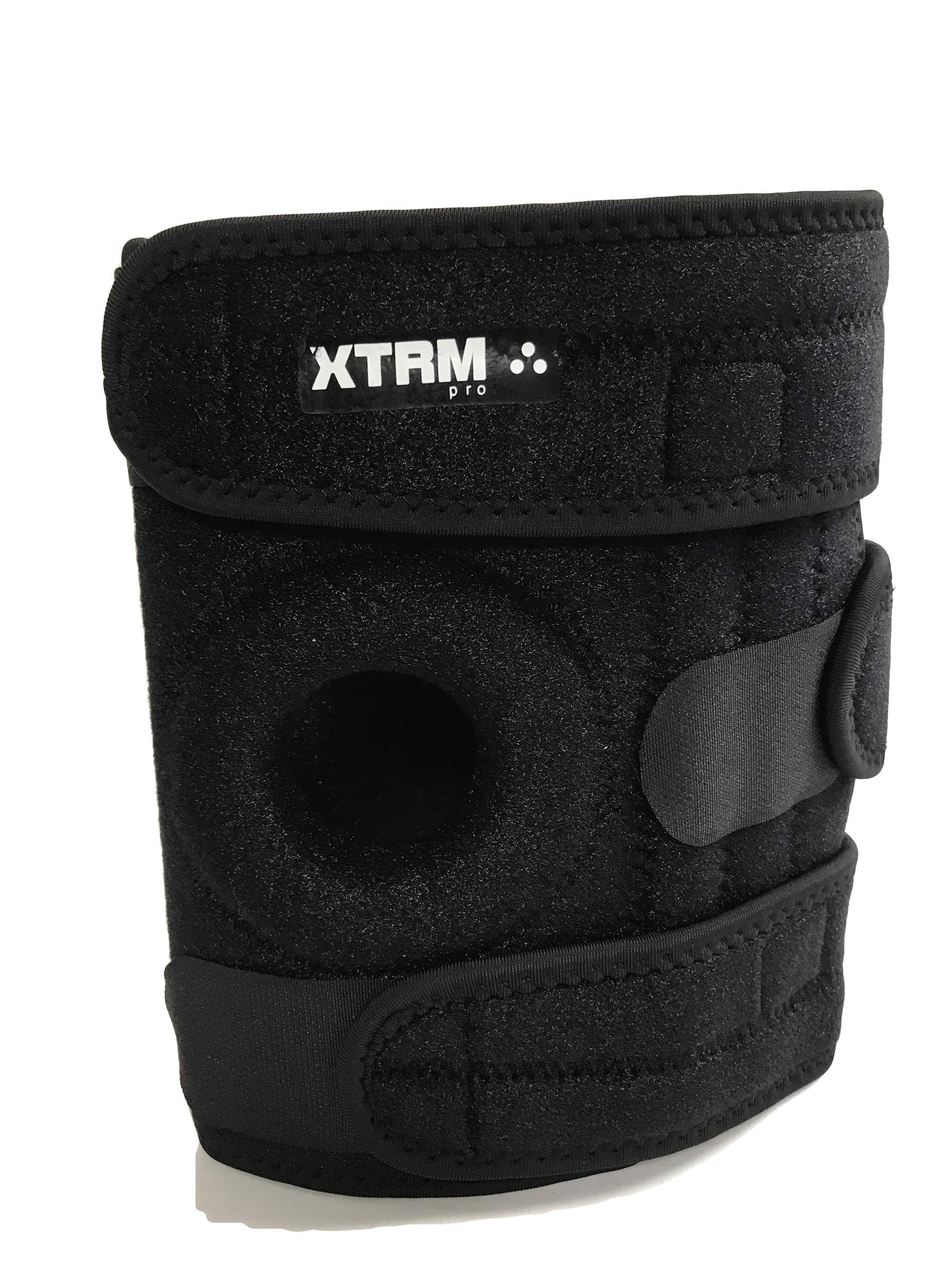 XTRM Open Patella Knee Support Brace Adjustable Strap Medical Grade Neoprene Breathable Knee Compression Bandage Men Women Running Jogging Sports Meniscus Arthritis Muscles Joint Pain Relief