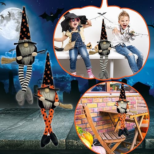 Miniatura 9 de Gnomos de Halloween enanos - Señor y señora Adorable muñeca nórdica para Halloween bandeja escalonada estantería, decoración de mesa